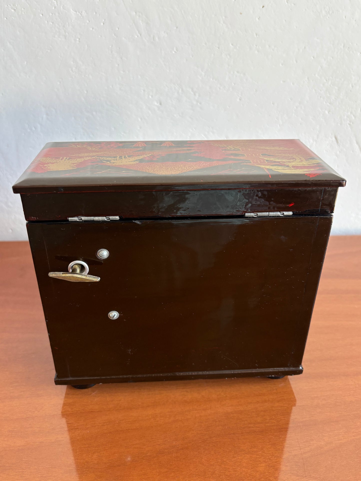 Portagioie giapponese vintage a forma di pianoforte con carillon funzionante