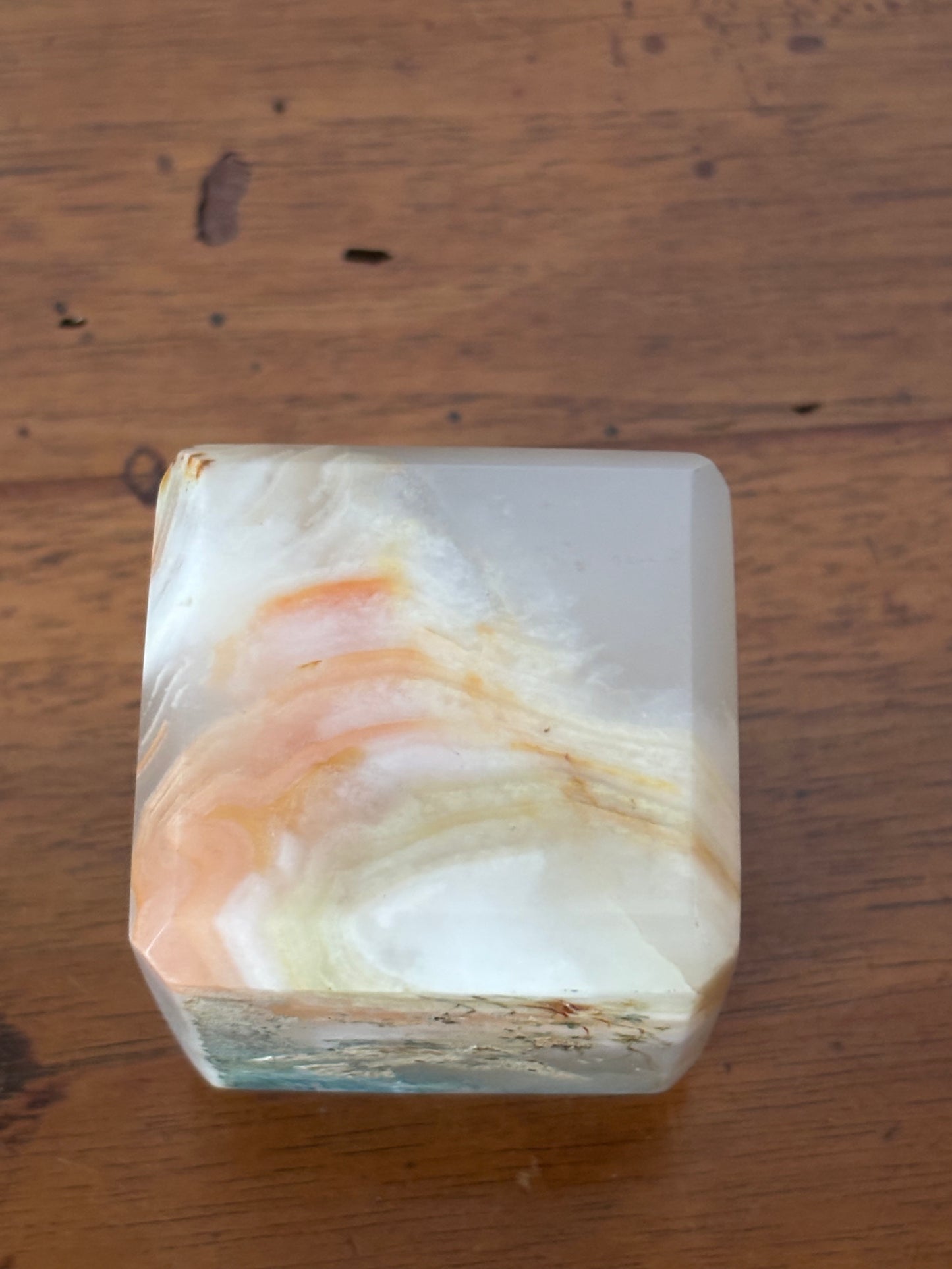 Cubo Fermacarte in Onice con Dipinti a Mano – Vedute della Laguna Veneziana