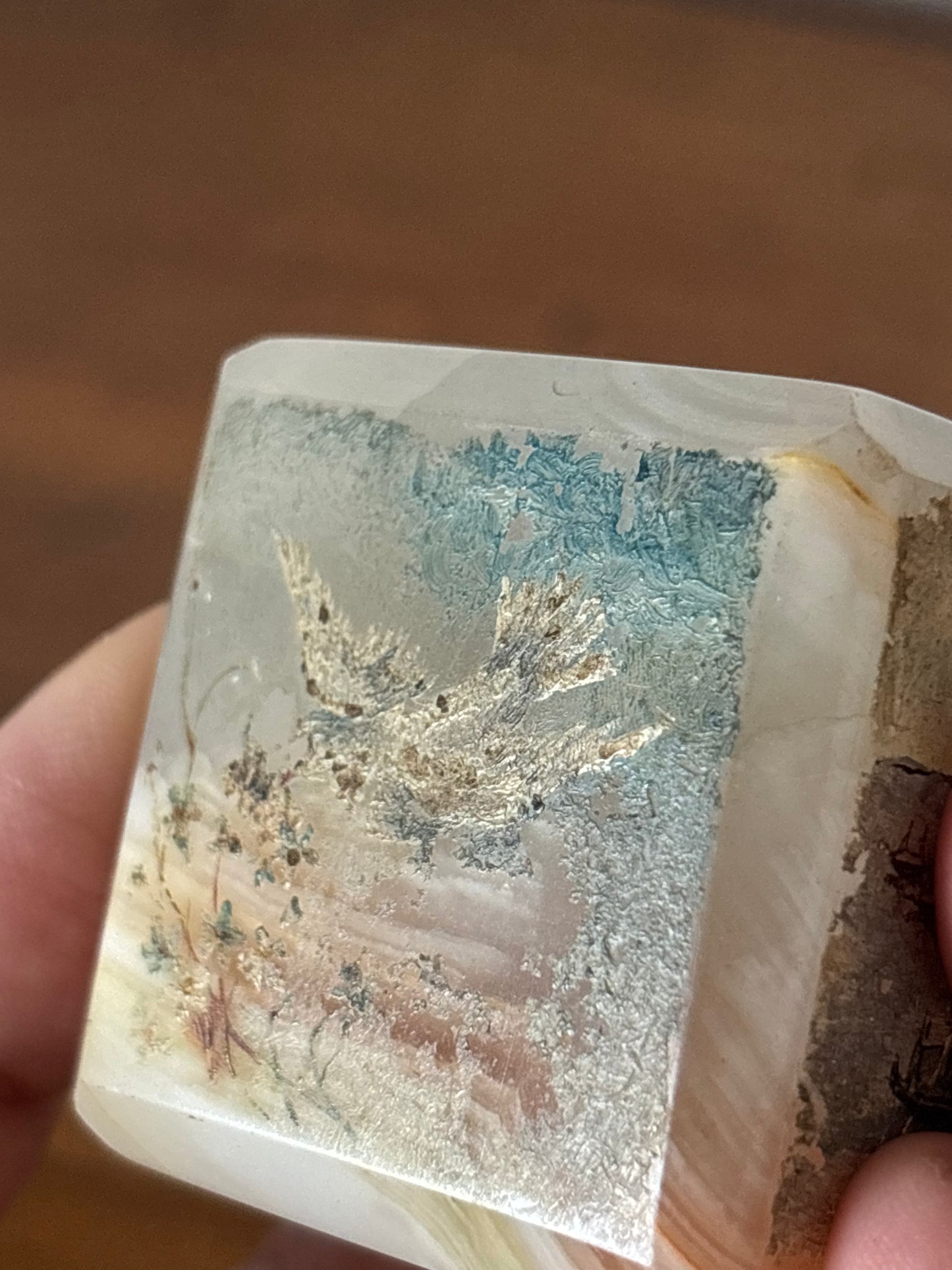 Cubo Fermacarte in Onice con Dipinti a Mano – Vedute della Laguna Veneziana