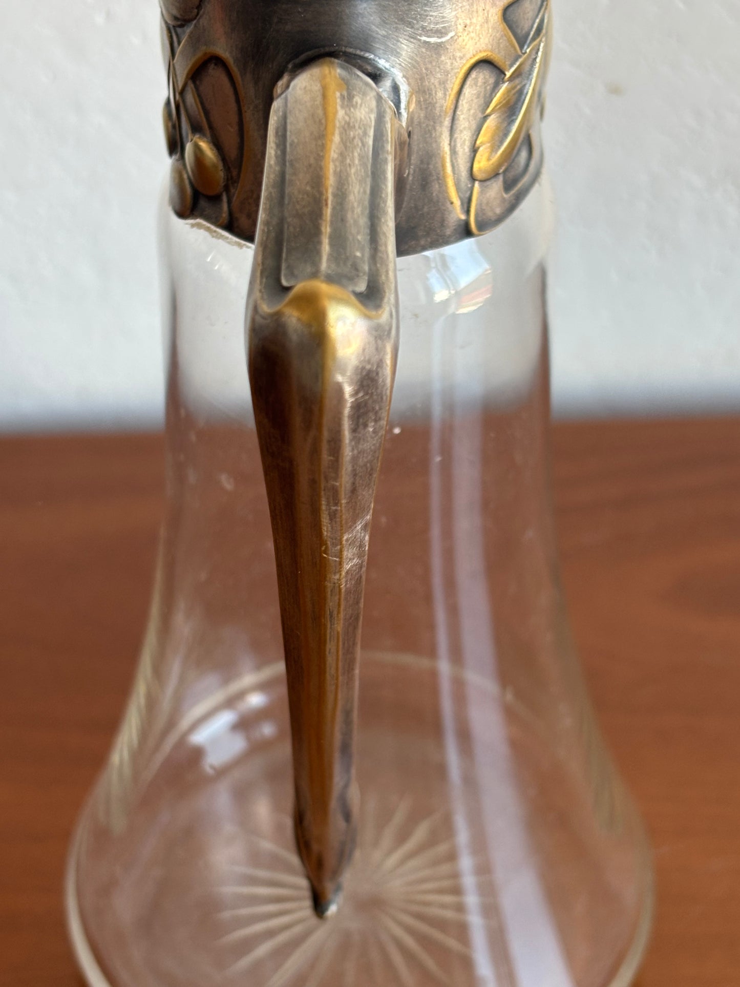 Vintage Liberty‑Style Carafe in Glass and Silvered Metal – Timeless Elegance