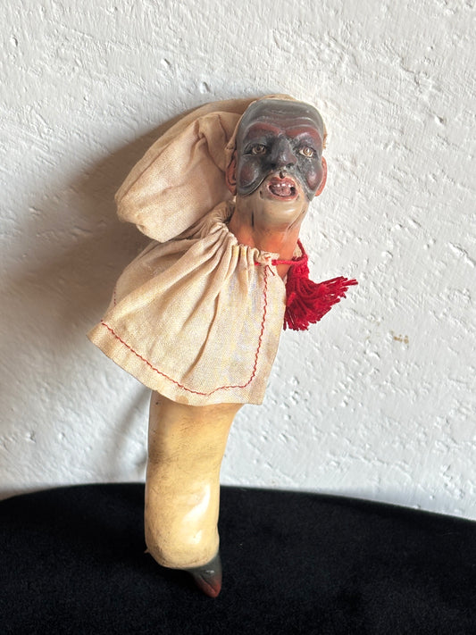 Pulcicorno napoletano vintage in terracotta con occhi di vetro– oggetto folkloristico da collezione
