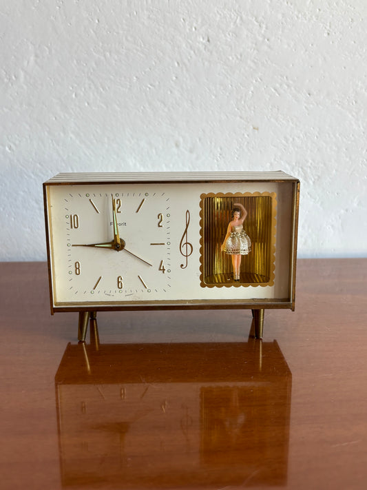 Sveglia vintage Favorit con carillon e ballerina – anni ’60, funzionante