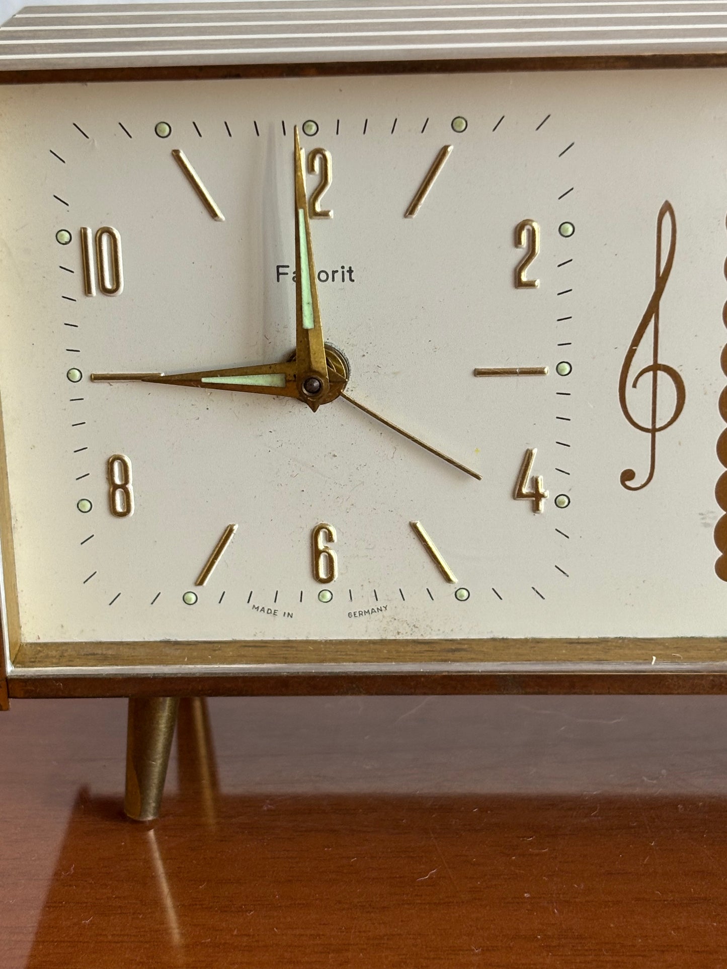 Vintage Favorit alarm clock with music box and ballerina – 1960s, working