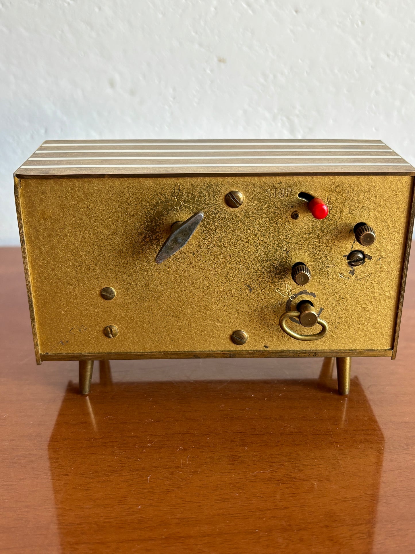 Vintage Favorit alarm clock with music box and ballerina – 1960s, working