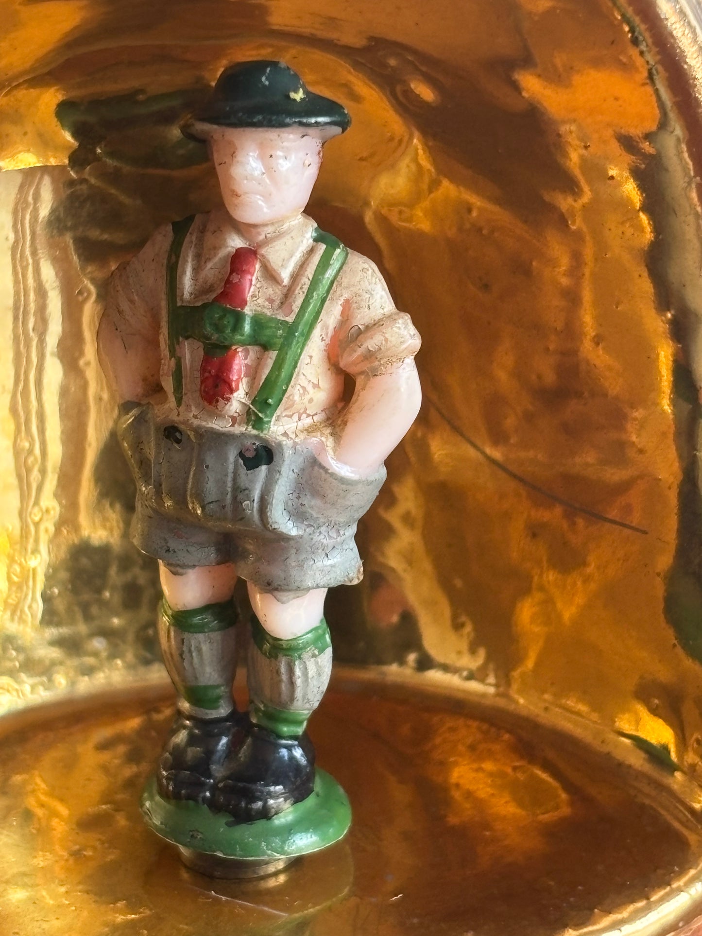 German Beer Stein with Music Box and Dancing Man – Vintage Ceramic and Metal Stein