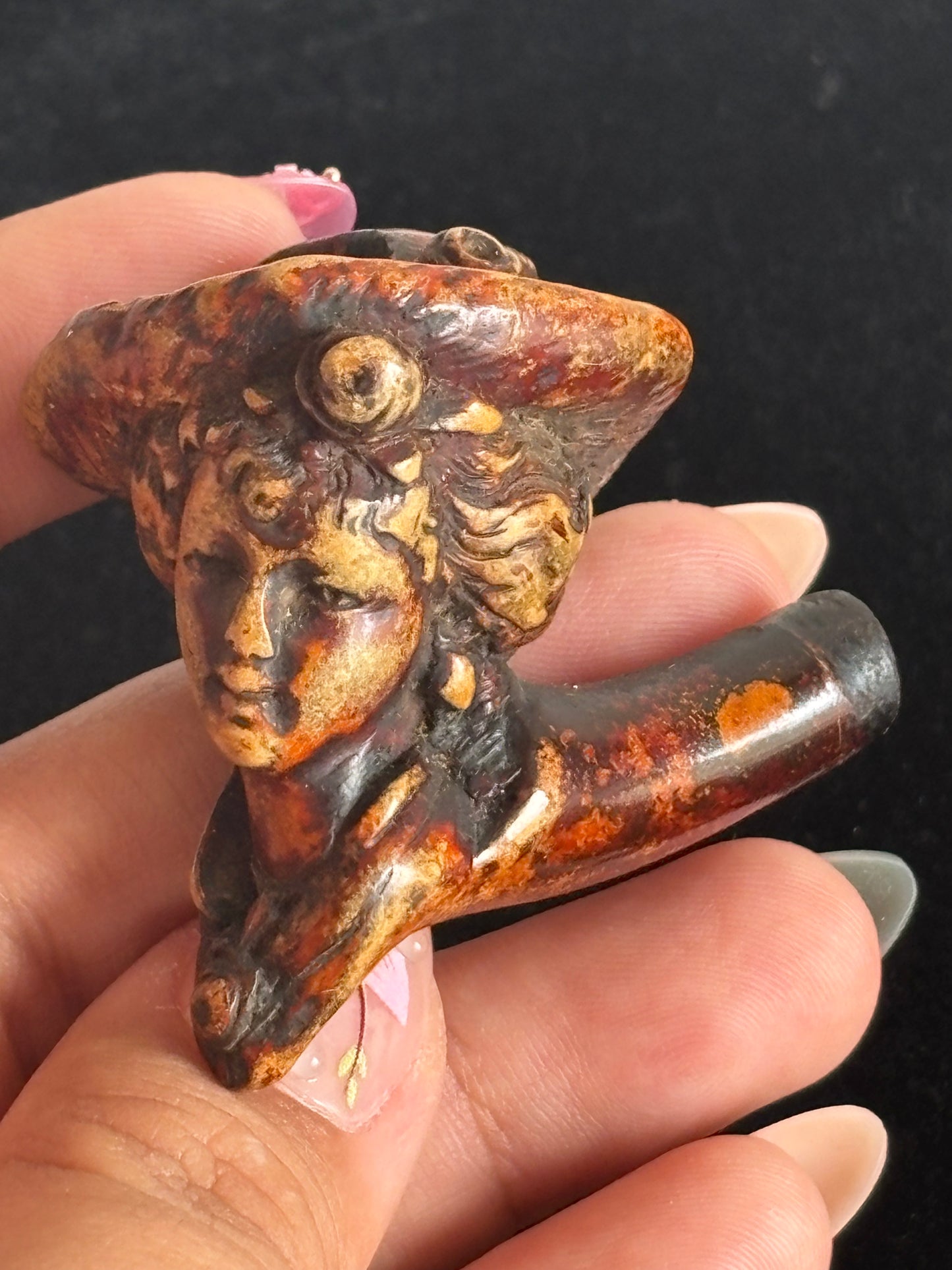 Fornello di Pipa in Schiuma di Mare – Intaglio d’Epoca con Patina Originale