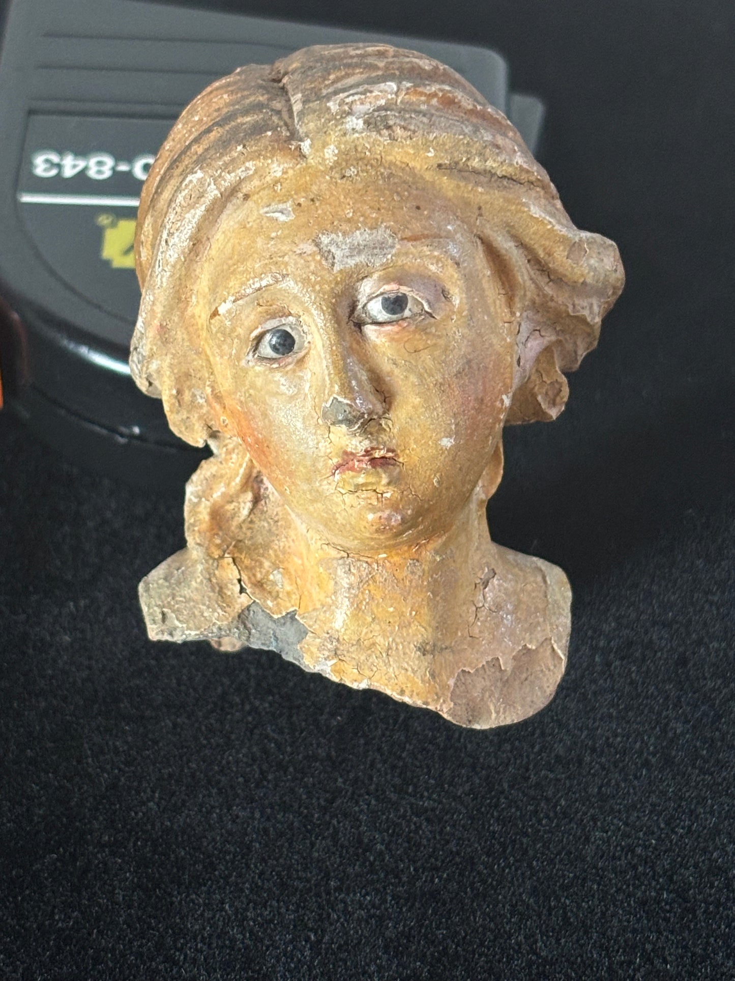 Terracotta Head of Madonna/Saint with Glass Eyes