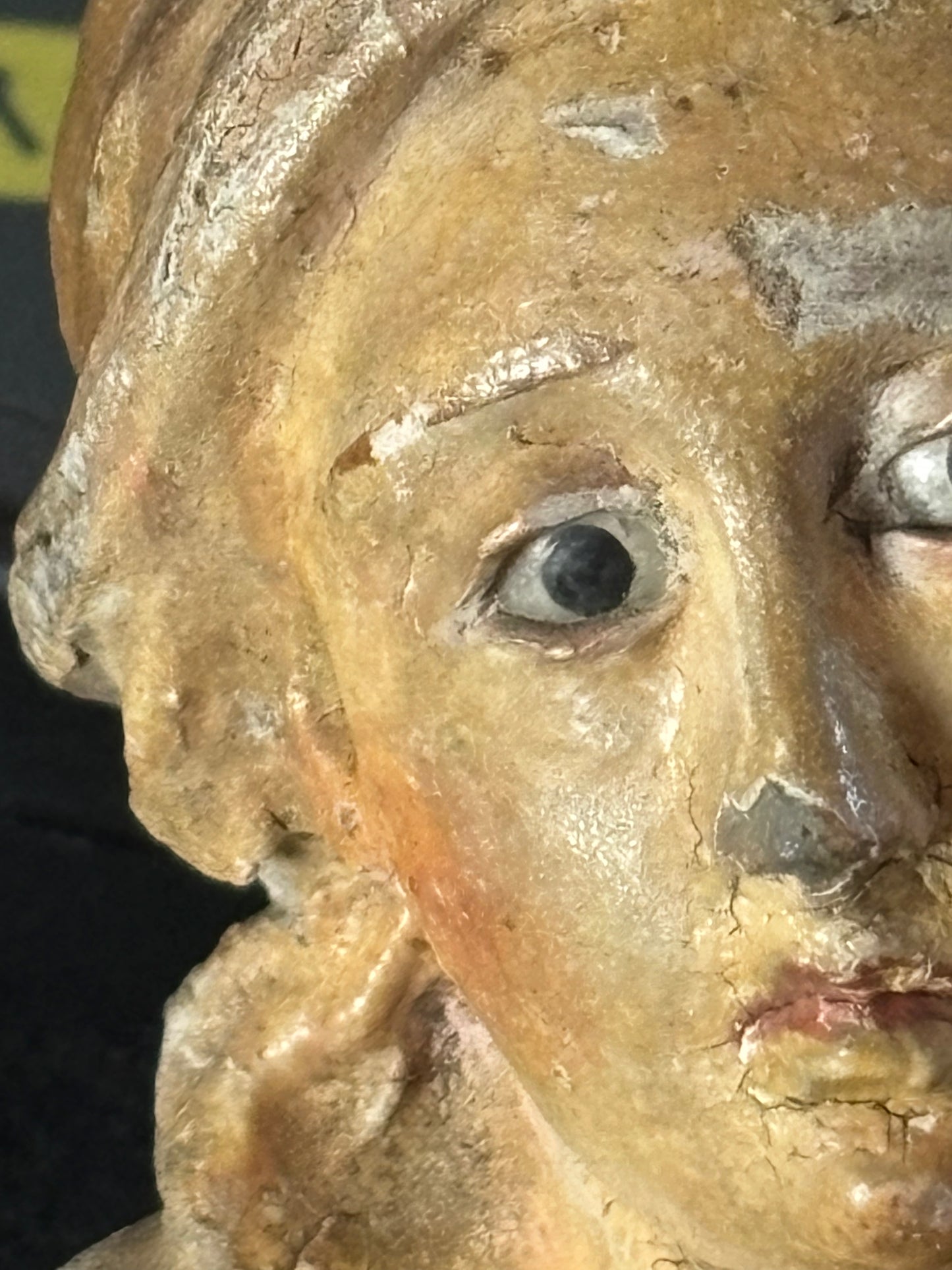 Terracotta Head of Madonna/Saint with Glass Eyes