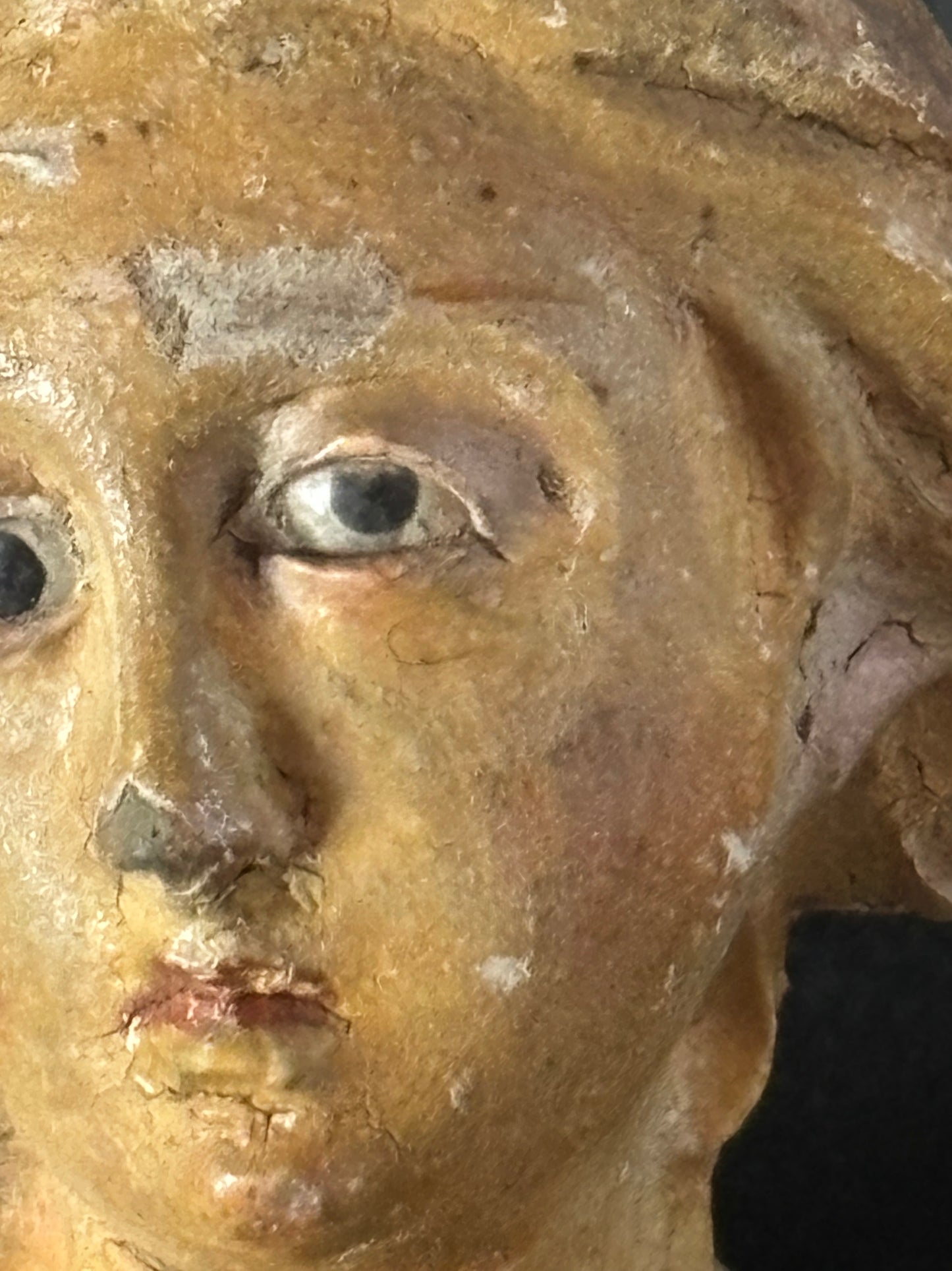 Terracotta Head of Madonna/Saint with Glass Eyes