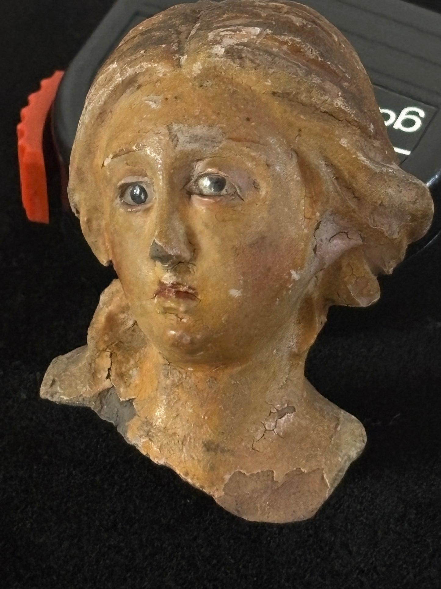 Terracotta Head of Madonna/Saint with Glass Eyes