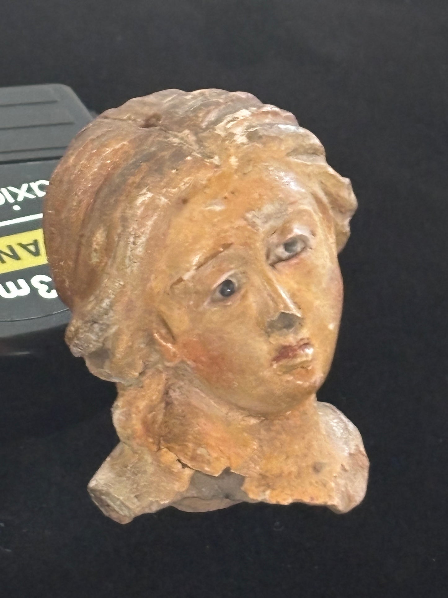 Terracotta Head of Madonna/Saint with Glass Eyes
