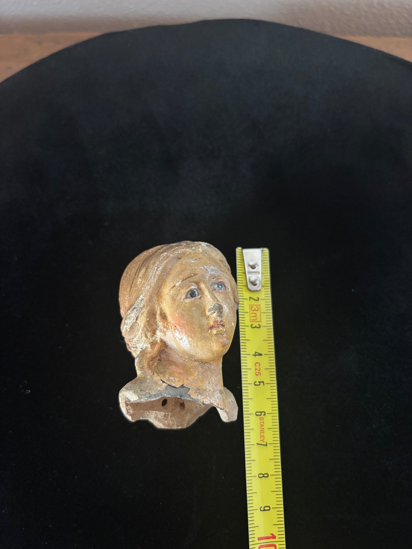 Terracotta Head of Madonna/Saint with Glass Eyes