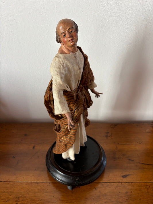 Pastore napoletano in terracotta con occhi di vetro – statuina artigianale tradizionale