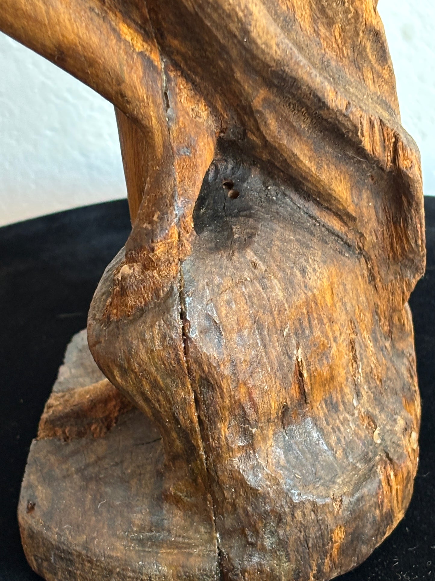Wooden Sculpture “The Bather” – Vintage Figurative Art