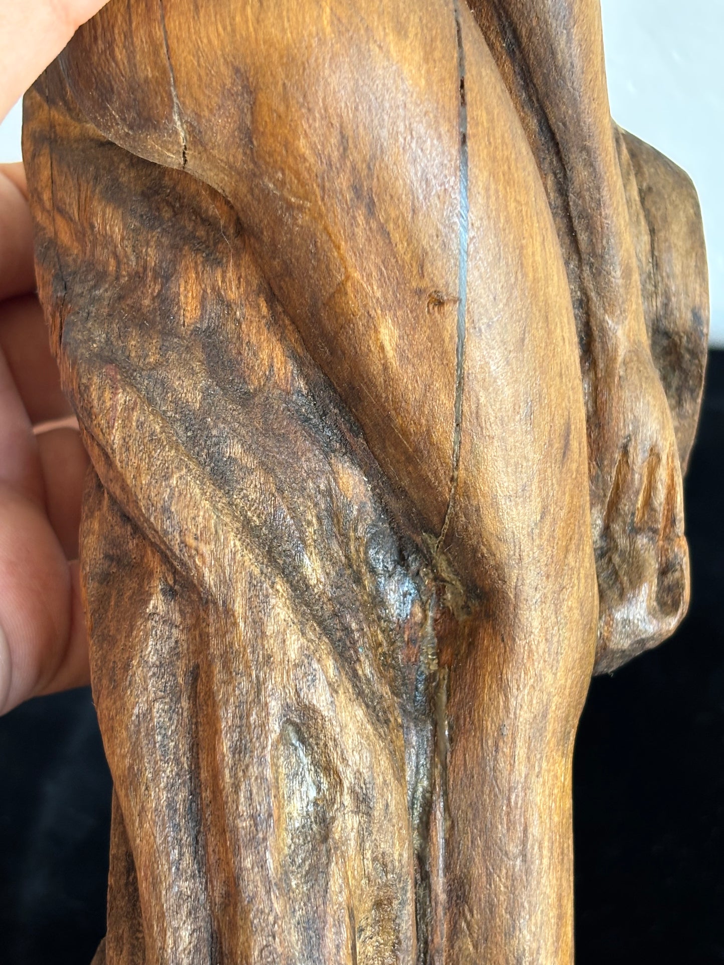 Wooden Sculpture “The Bather” – Vintage Figurative Art