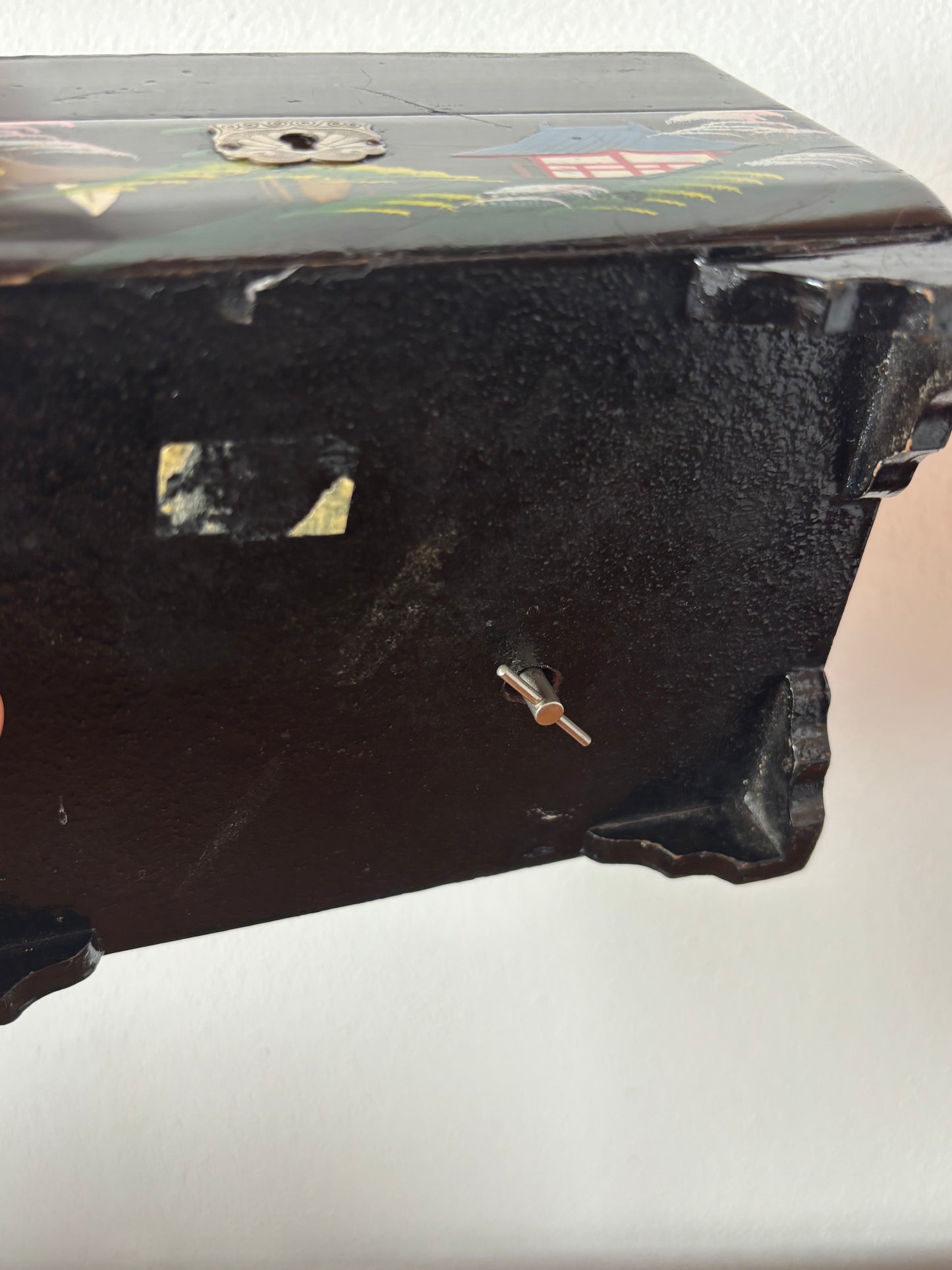 Portagioie giapponese vintage con carillon funzionante – coppia danzante e fiori