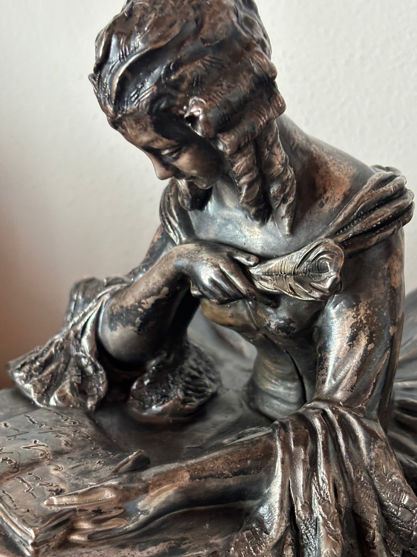 Statua galvanizzata firmata Bruno Tornati – Scultura da centrotavola primo ’900