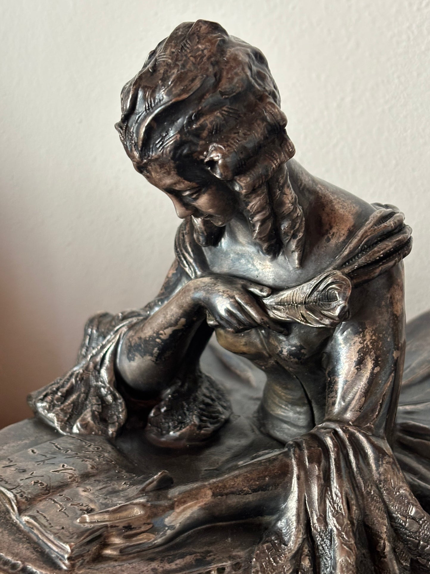 Statua galvanizzata firmata Bruno Tornati – Scultura da centrotavola primo ’900