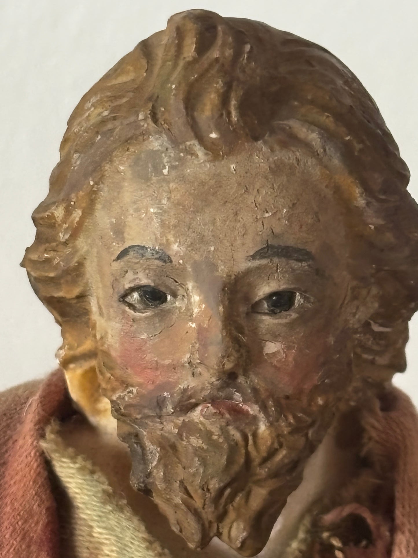 Neapolitanische Krippenfigur aus Terrakotta mit Glasaugen – Handgefertigte Figur aus vergangener Epoche