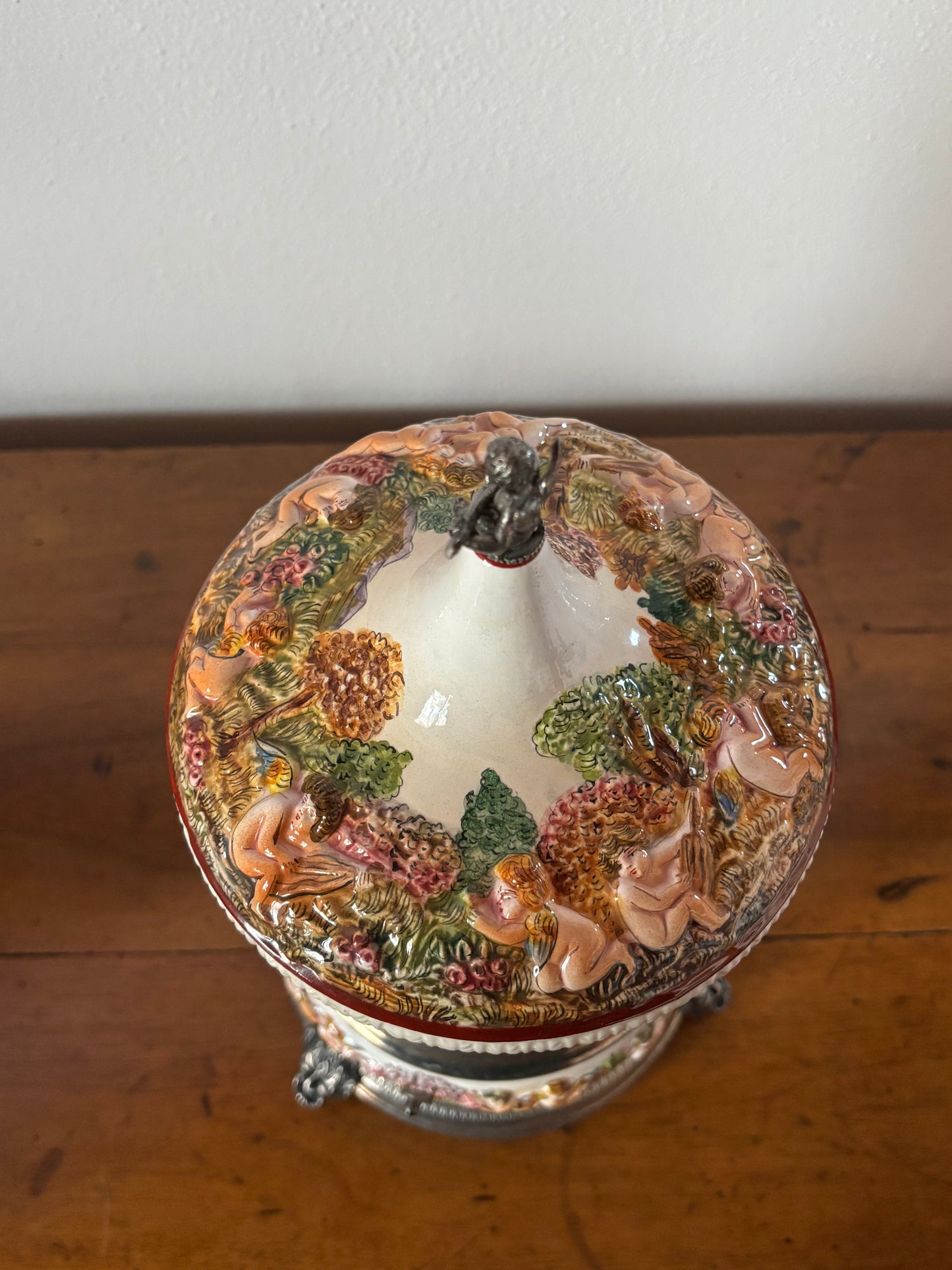 Portasigarette in ceramica stile Capodimonte, funzionante e in ottime condizioni