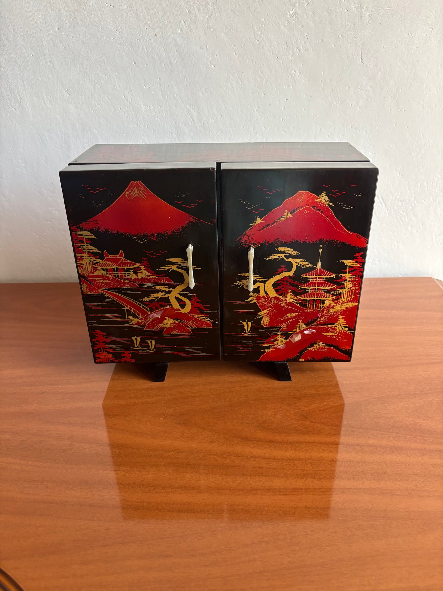 Japanese Bar Cabinet with Music Box and Rotating Geisha