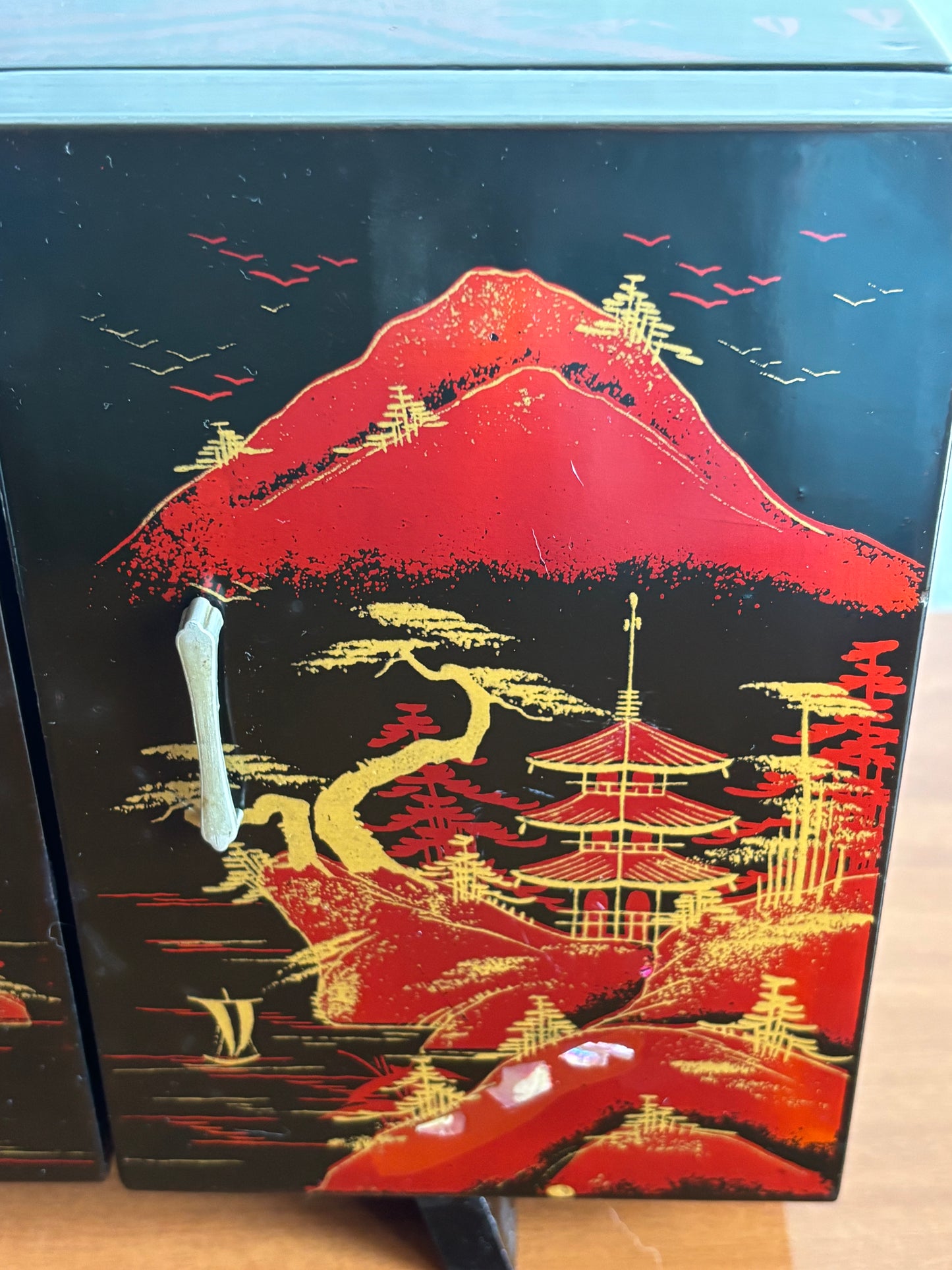Japanese Bar Cabinet with Music Box and Rotating Geisha