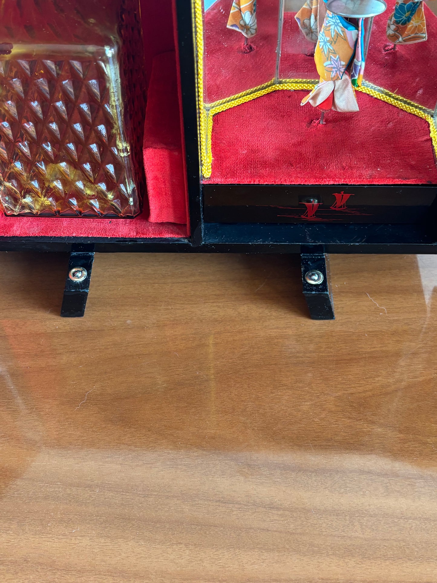 Japanese Bar Cabinet with Music Box and Rotating Geisha