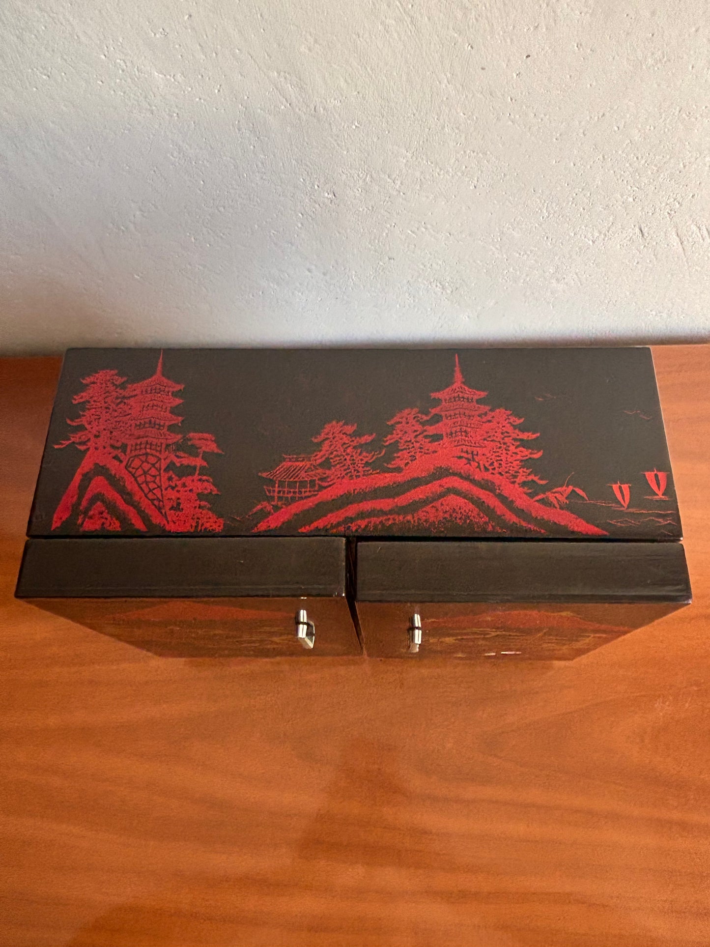 Japanese Bar Cabinet with Music Box and Rotating Geisha