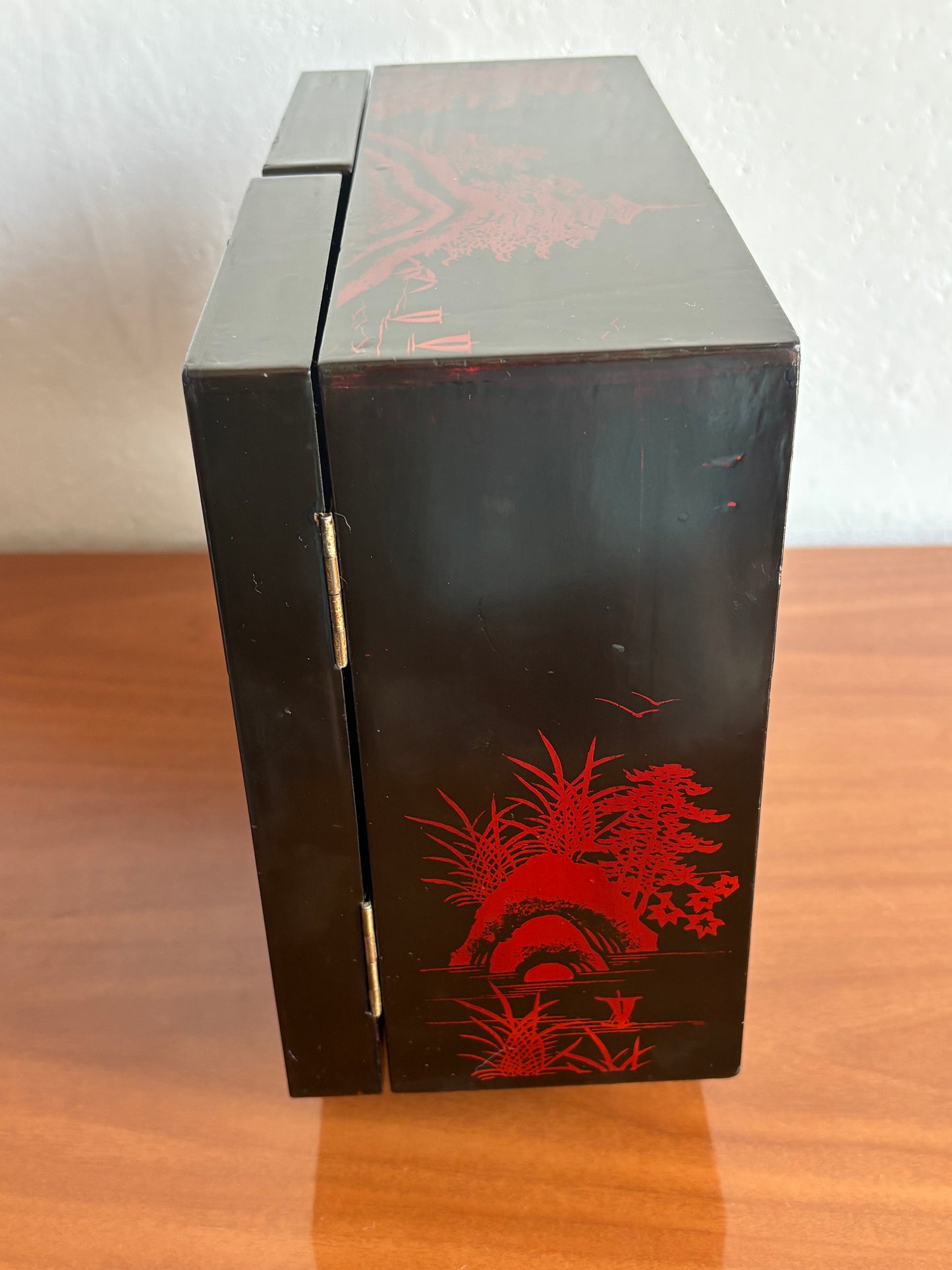 Japanese Bar Cabinet with Music Box and Rotating Geisha