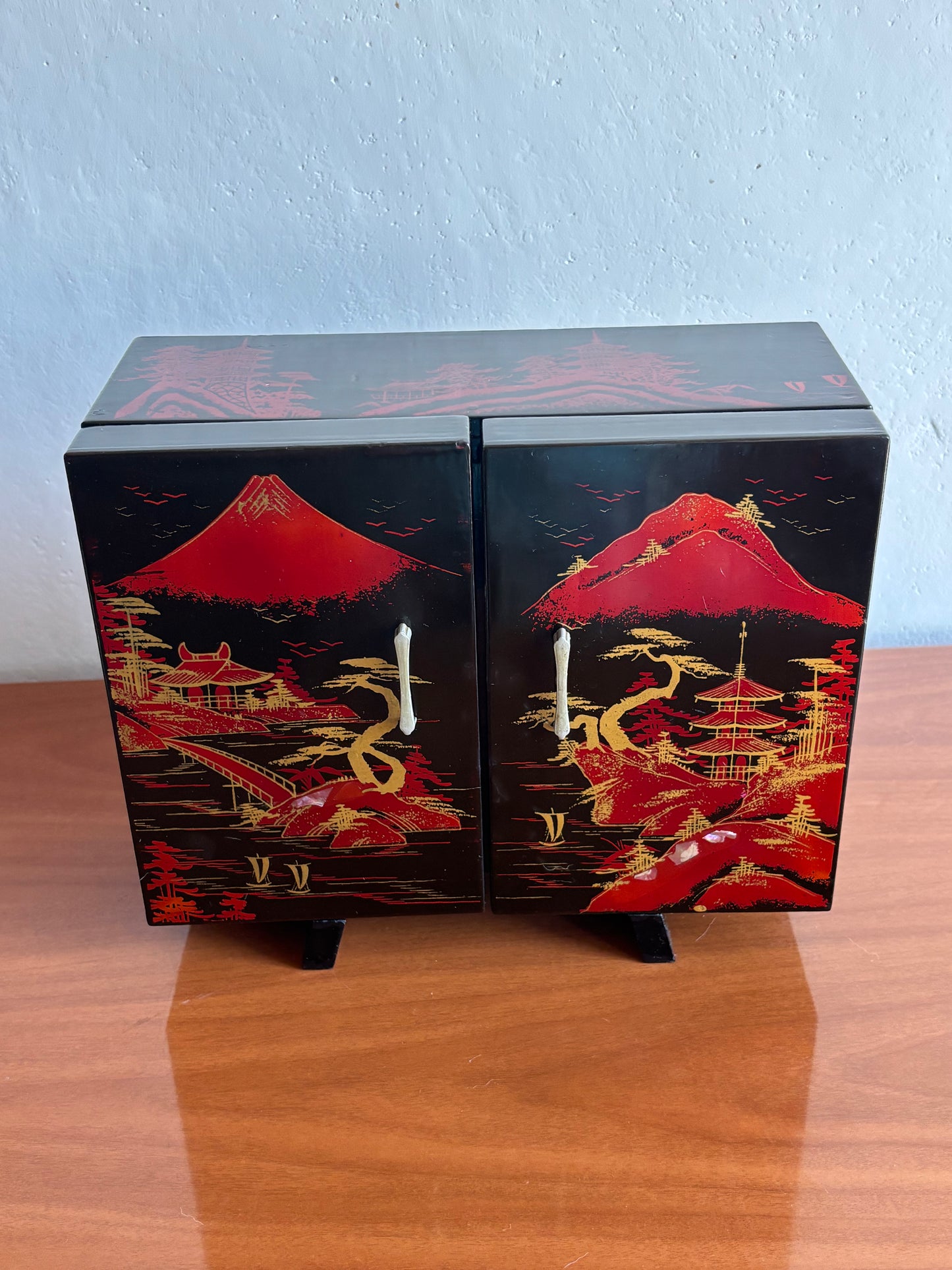 Japanese Bar Cabinet with Music Box and Rotating Geisha
