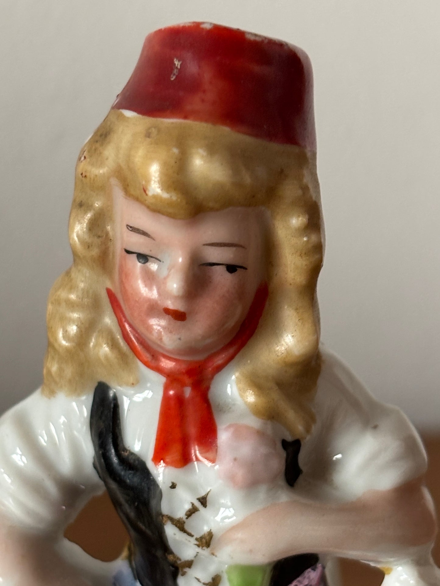 Ceramic Figurine – Little Red Riding Hood with the Wolf, Vintage Style