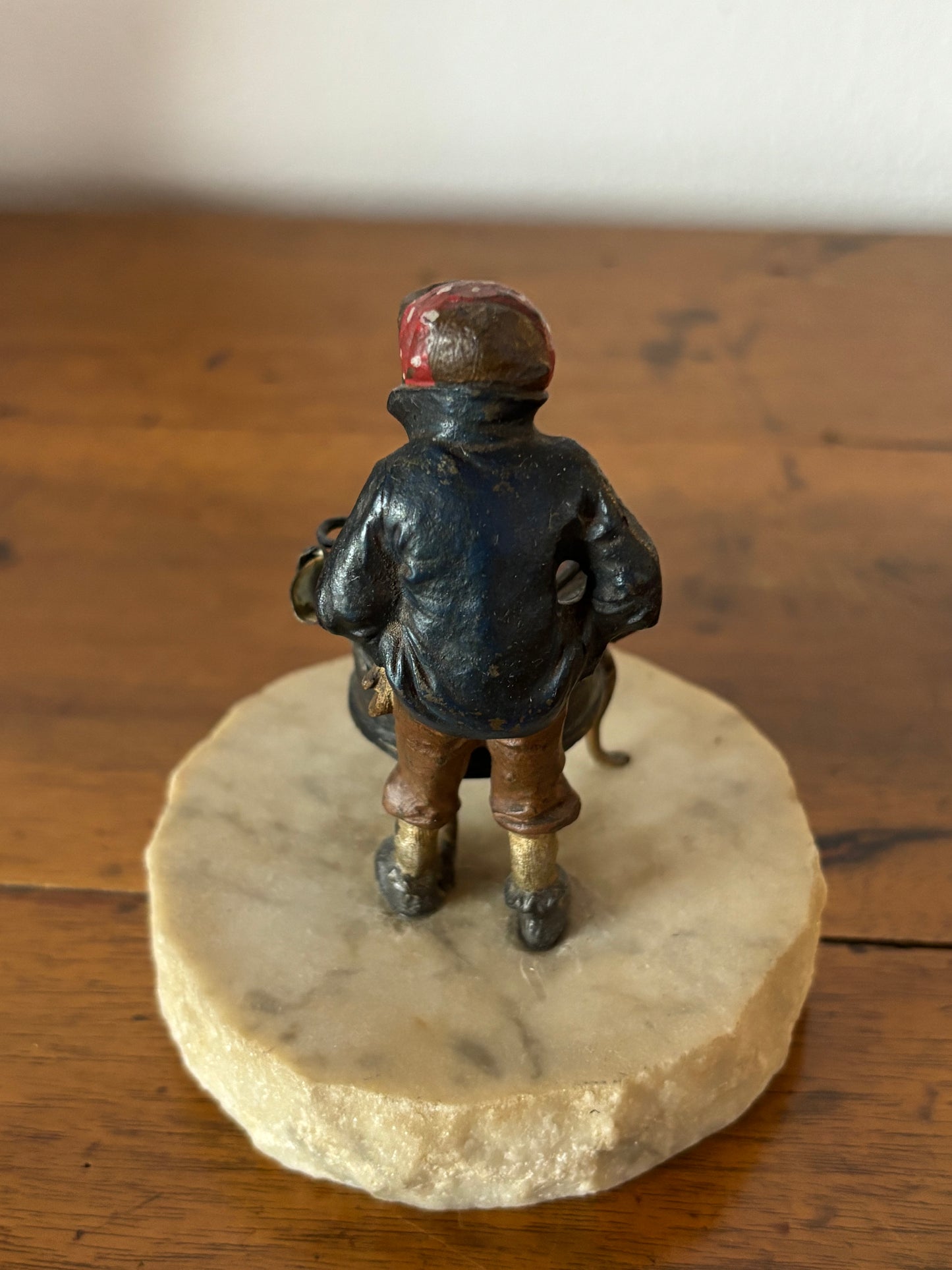 Metal Figurine of a Chestnut Seller on Marble Base – Probable Viennese Attribution, Early 20th Century