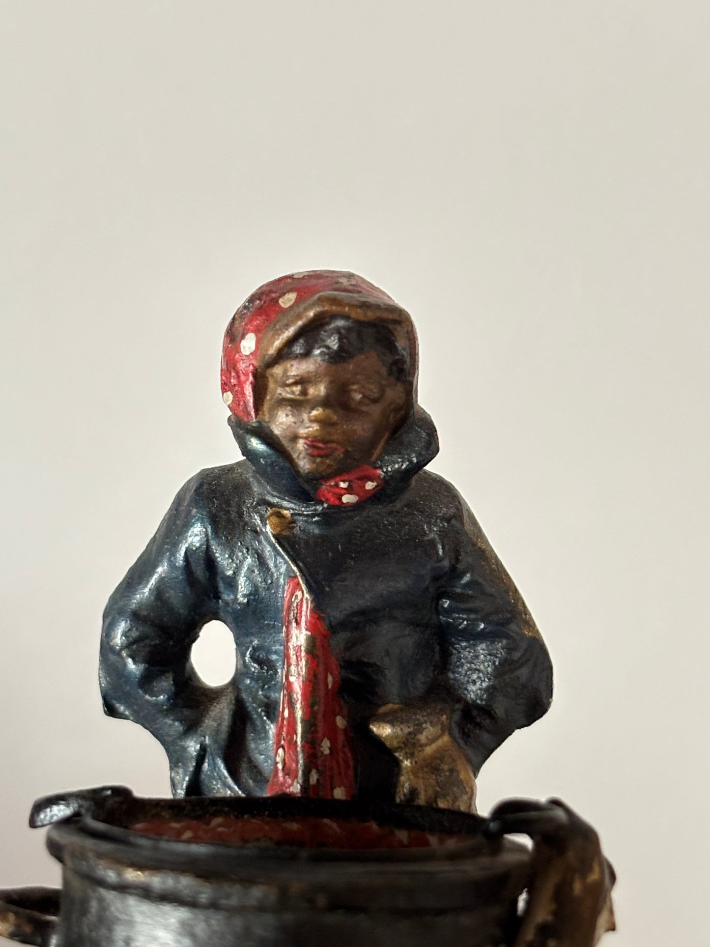 Metal Figurine of a Chestnut Seller on Marble Base – Probable Viennese Attribution, Early 20th Century