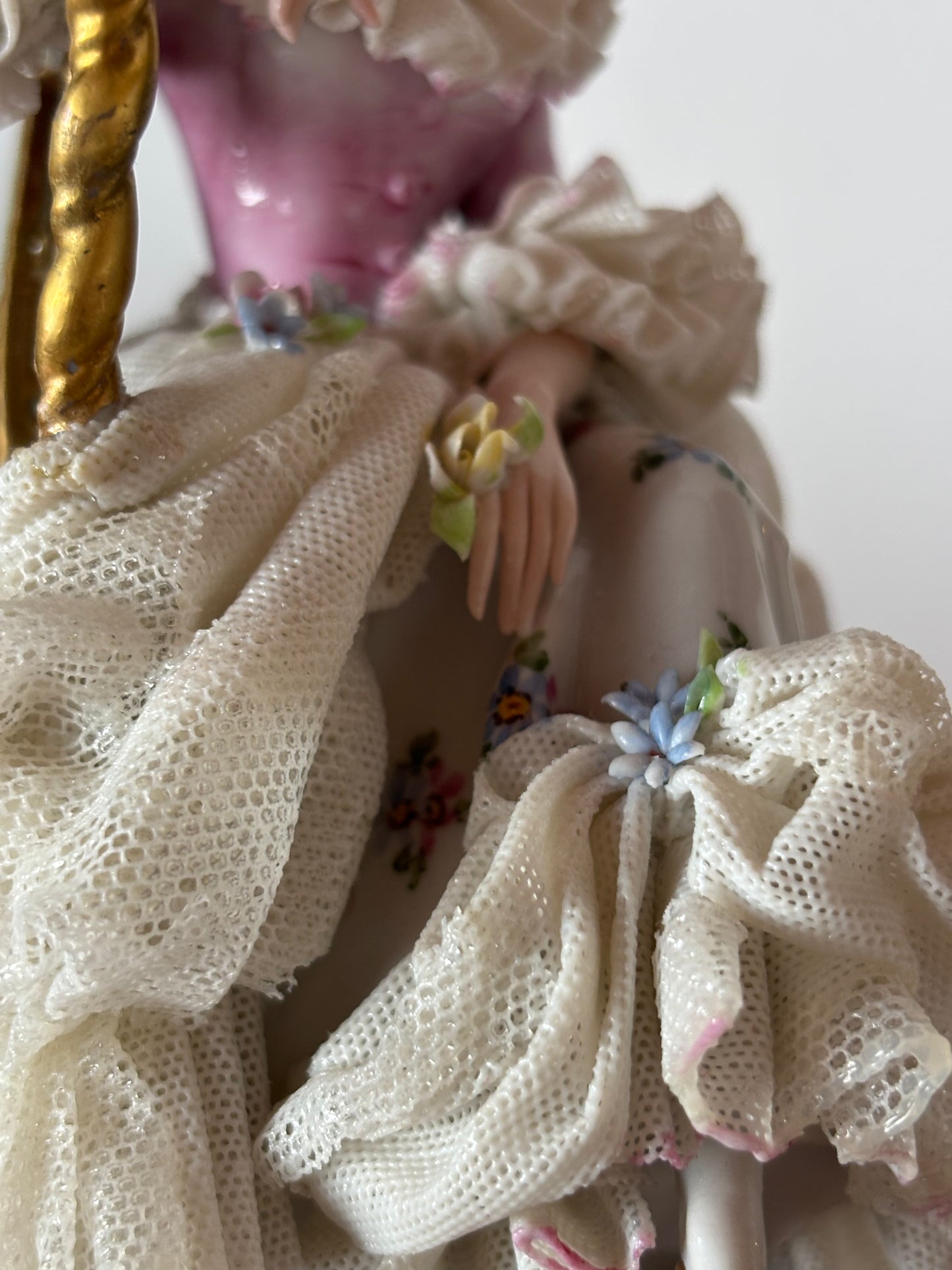 Ginori Lace Porcelain Figurine with Harp