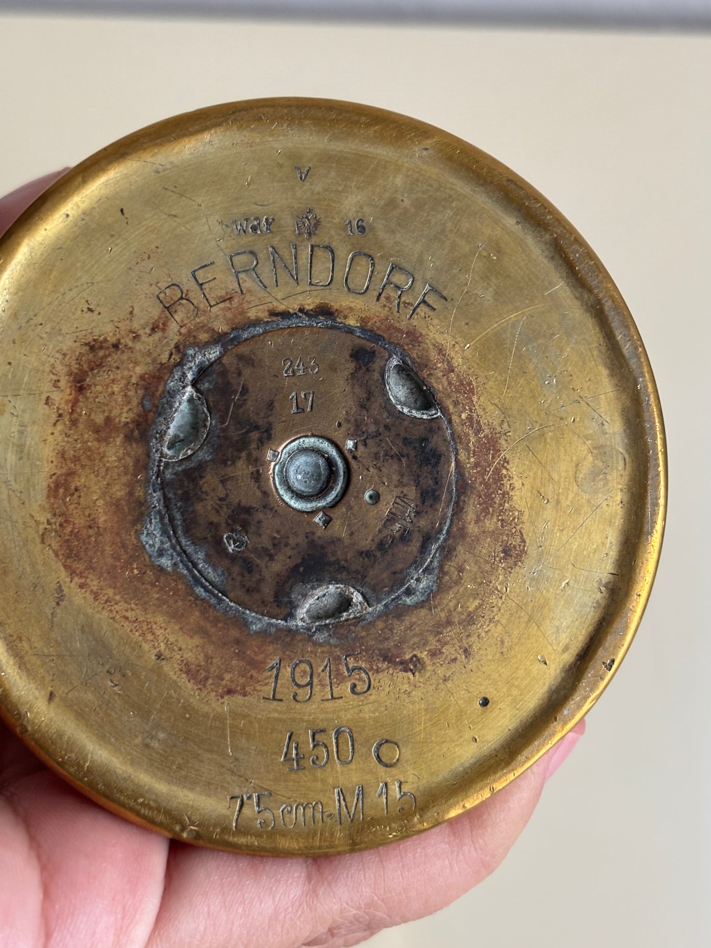 German Shell Case (1915) Converted into a Vase with “Piave 1918” Engraving – Authentic World War I Trench Art