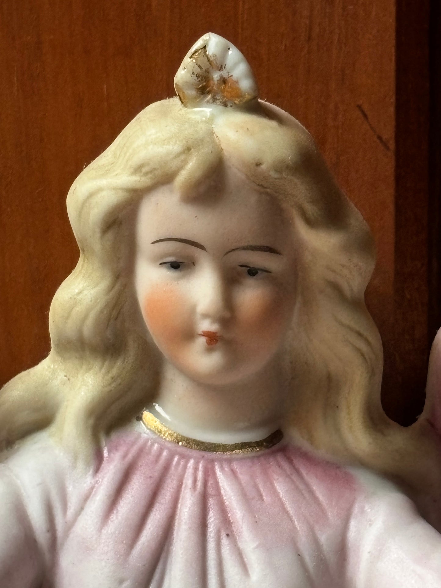 Pair of Biscuit Ceramic Holy Water Fonts with Angels – Early 20th Century