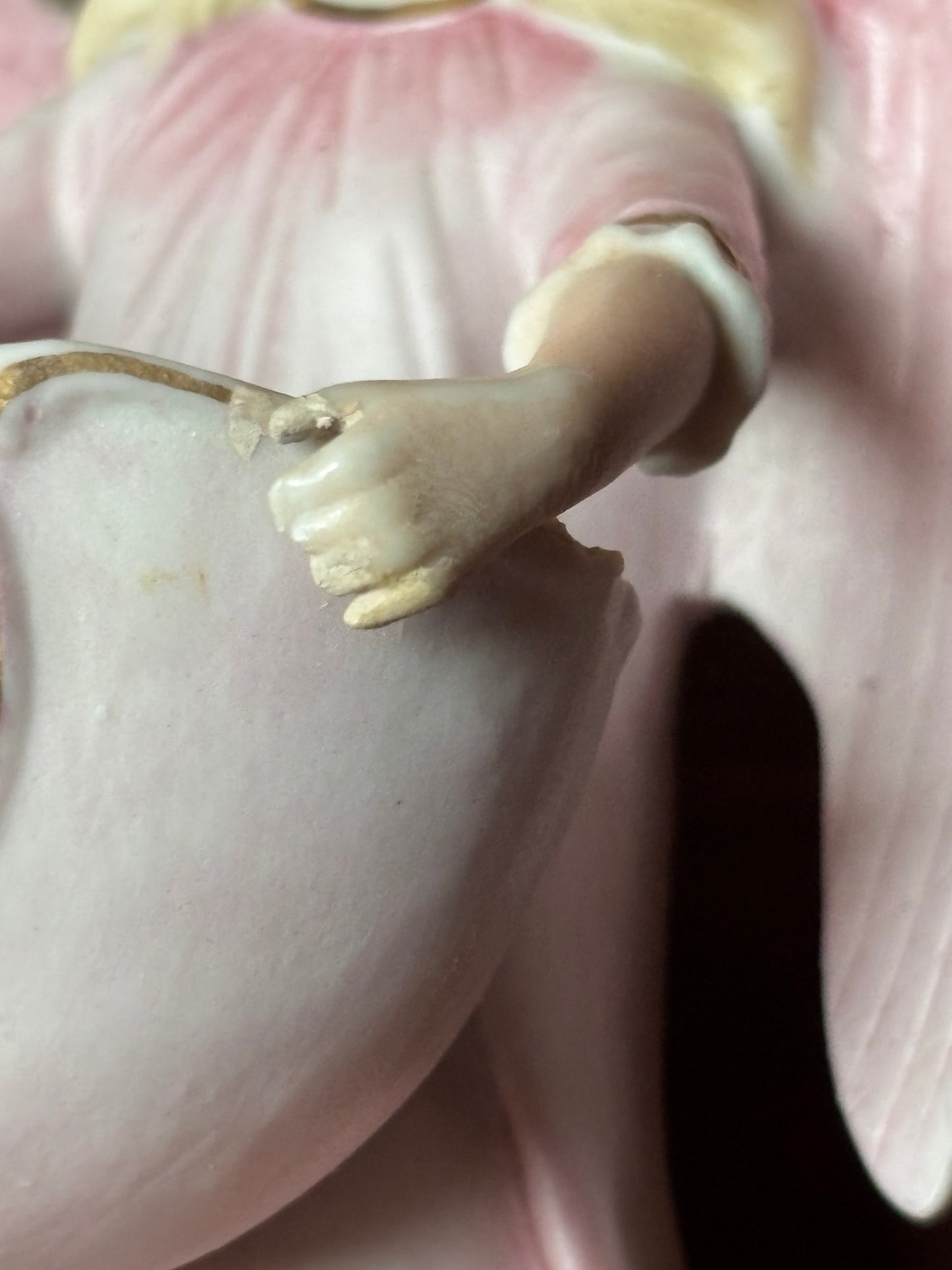 Pair of Biscuit Ceramic Holy Water Fonts with Angels – Early 20th Century