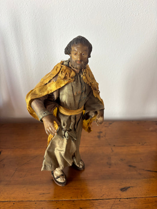 Statuetta di San Giuseppe con Viso e Mani in Cera – Corpo in Paglia e Piedi in Metallo