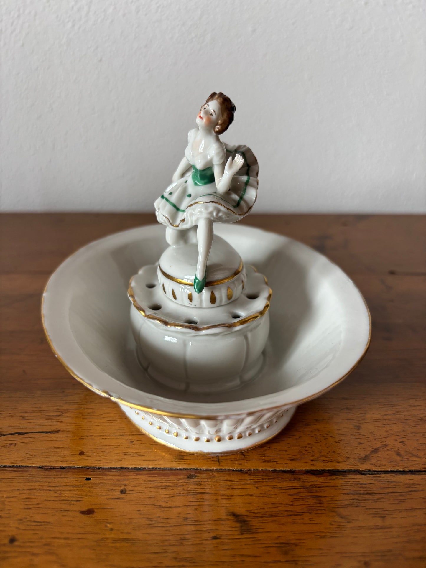 Volkstedt ballerina porcellana antica – vasetto portafiori restaurato da collezione