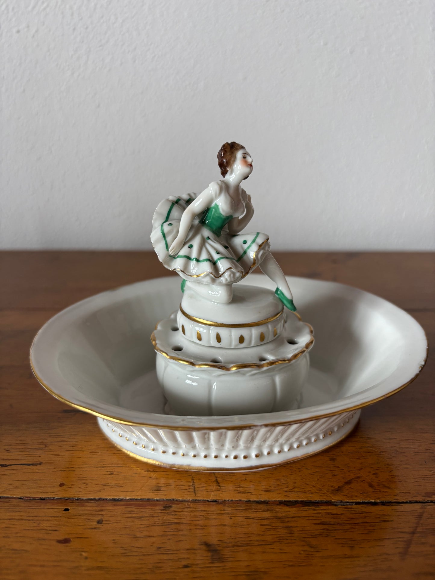Volkstedt ballerina porcellana antica – vasetto portafiori restaurato da collezione