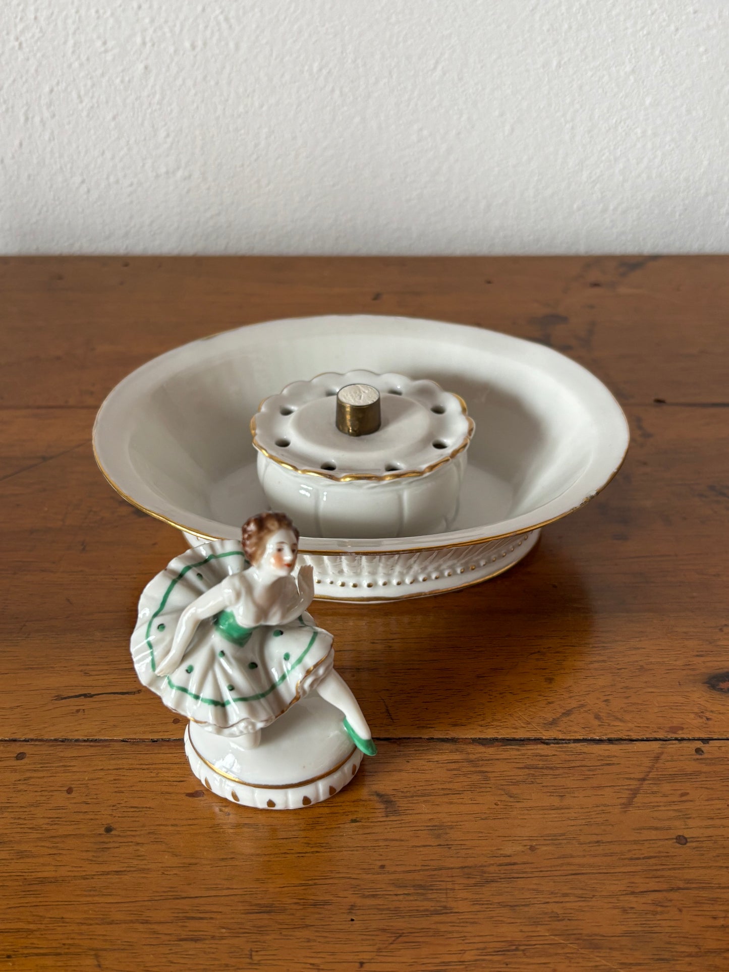 Volkstedt ballerina porcellana antica – vasetto portafiori restaurato da collezione