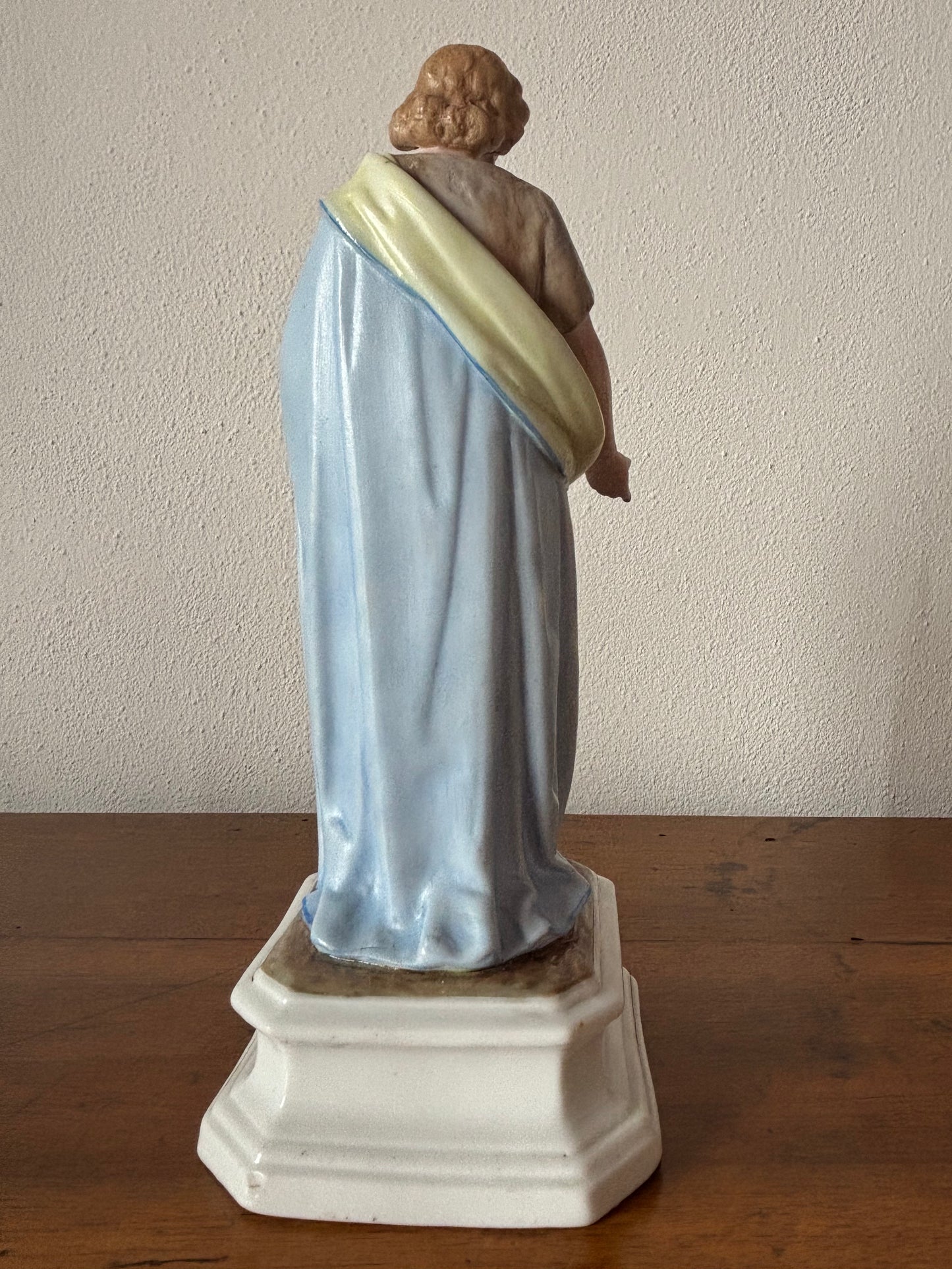 St. Joseph Ceramic Statue – Restored Sacred Figure with Wooden Staff