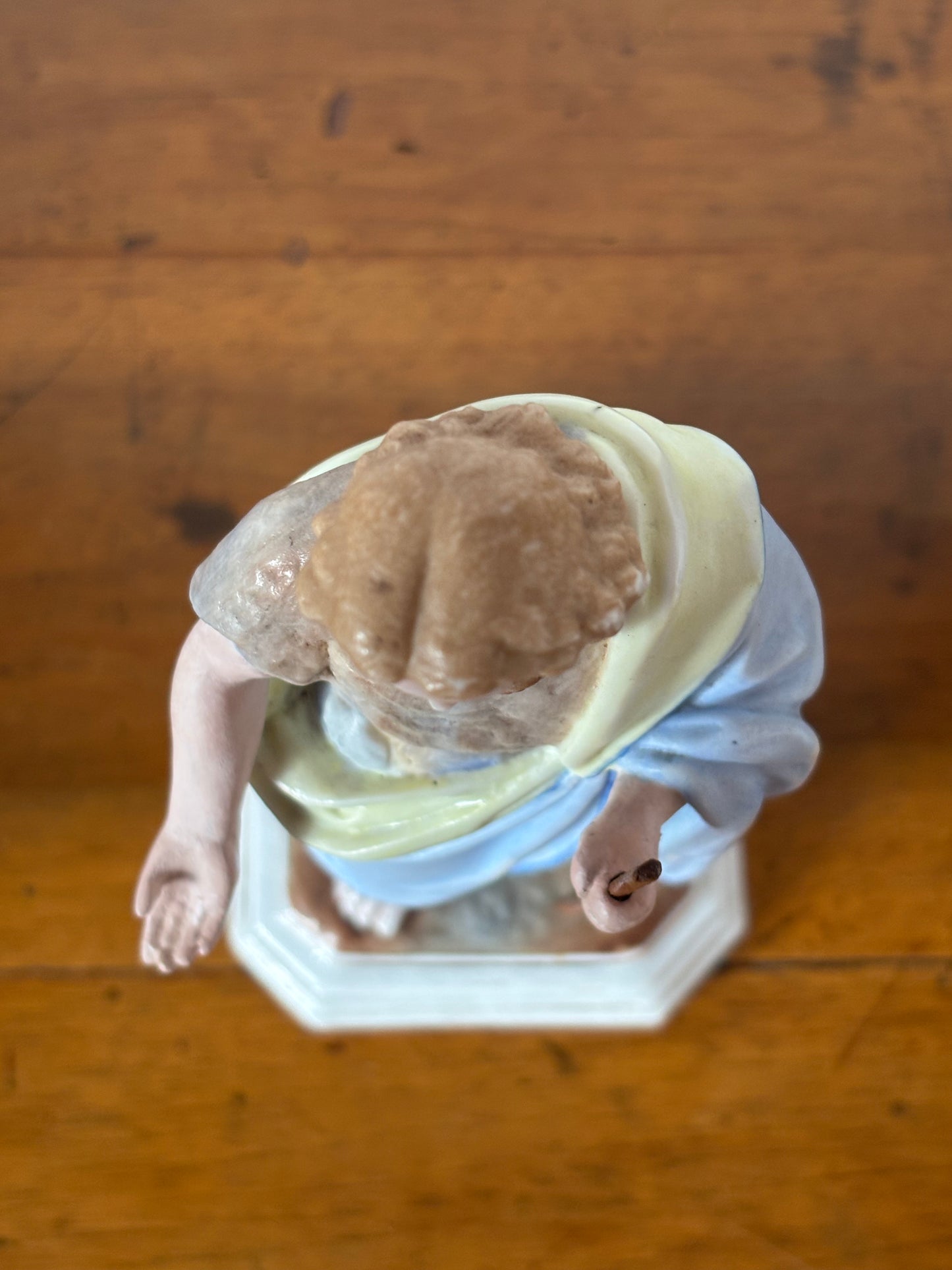 St. Joseph Ceramic Statue – Restored Sacred Figure with Wooden Staff