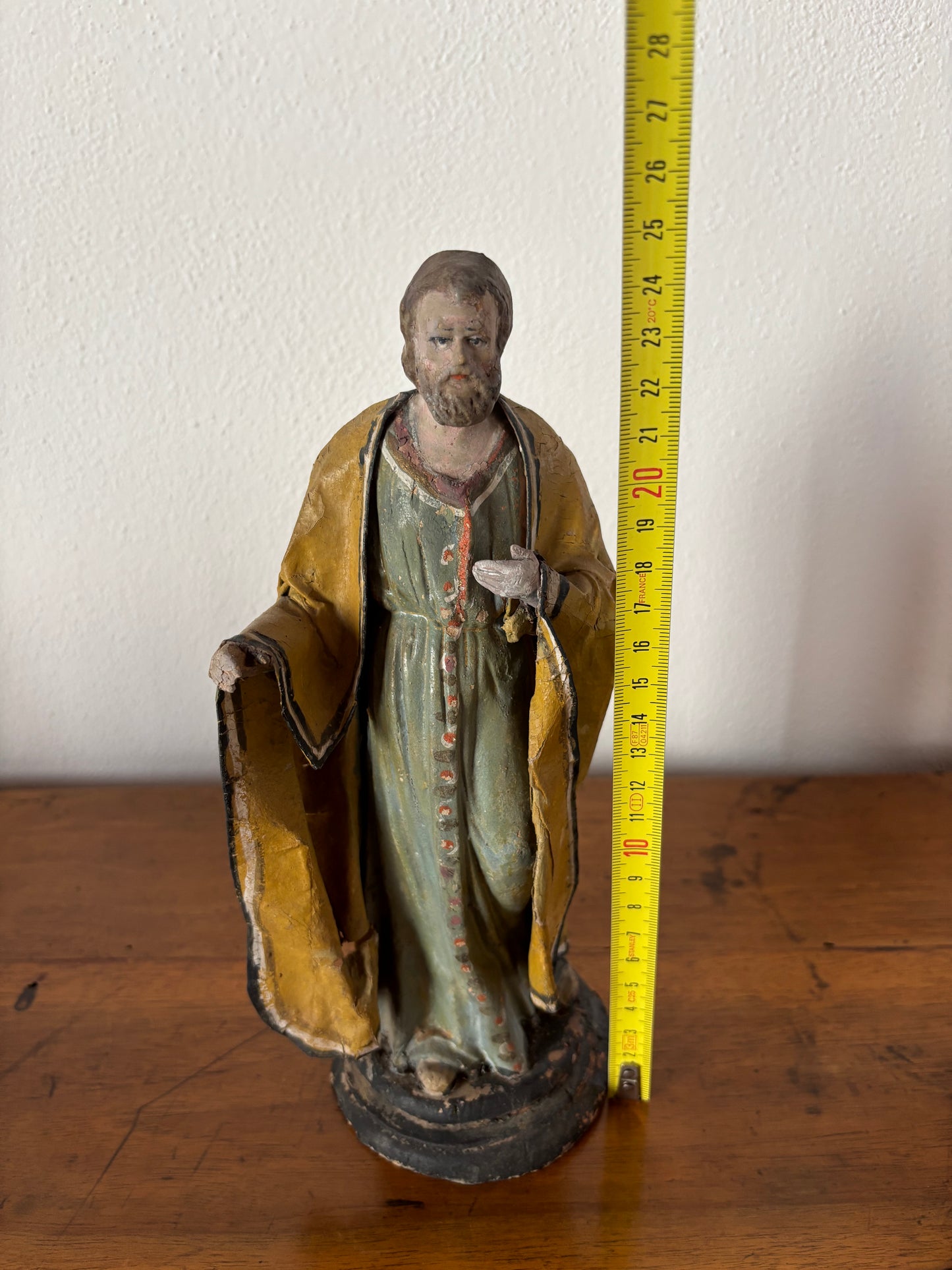 Statuina di San Giuseppe in terracotta con abiti in cartapesta
