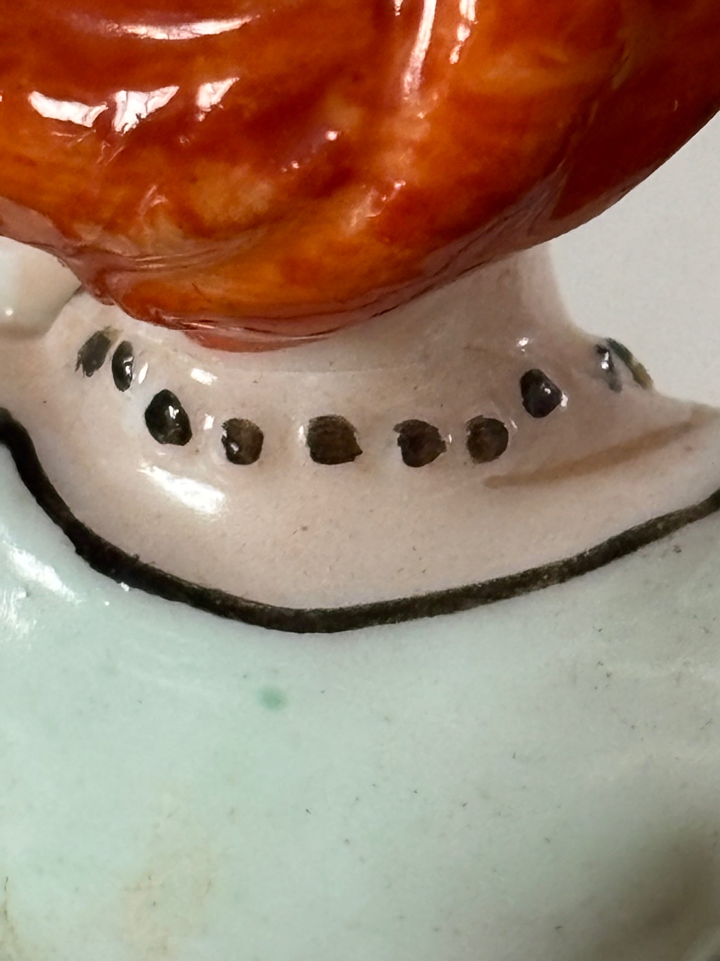 Antique inkstand with a figurine of a woman in 18th-century attire