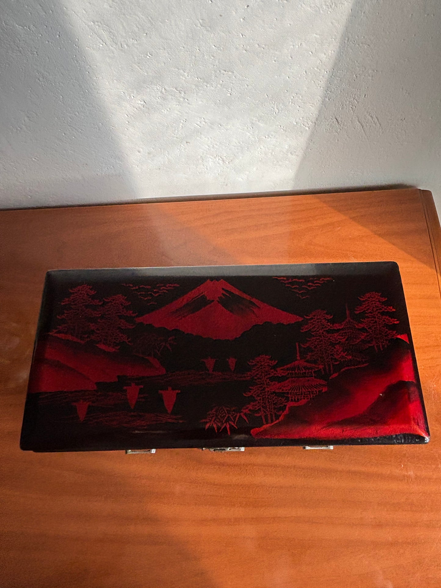 Vintage Japanese Jewelry Box with Music Box, Rotating Ballerina, Animated Bird and Working Lights