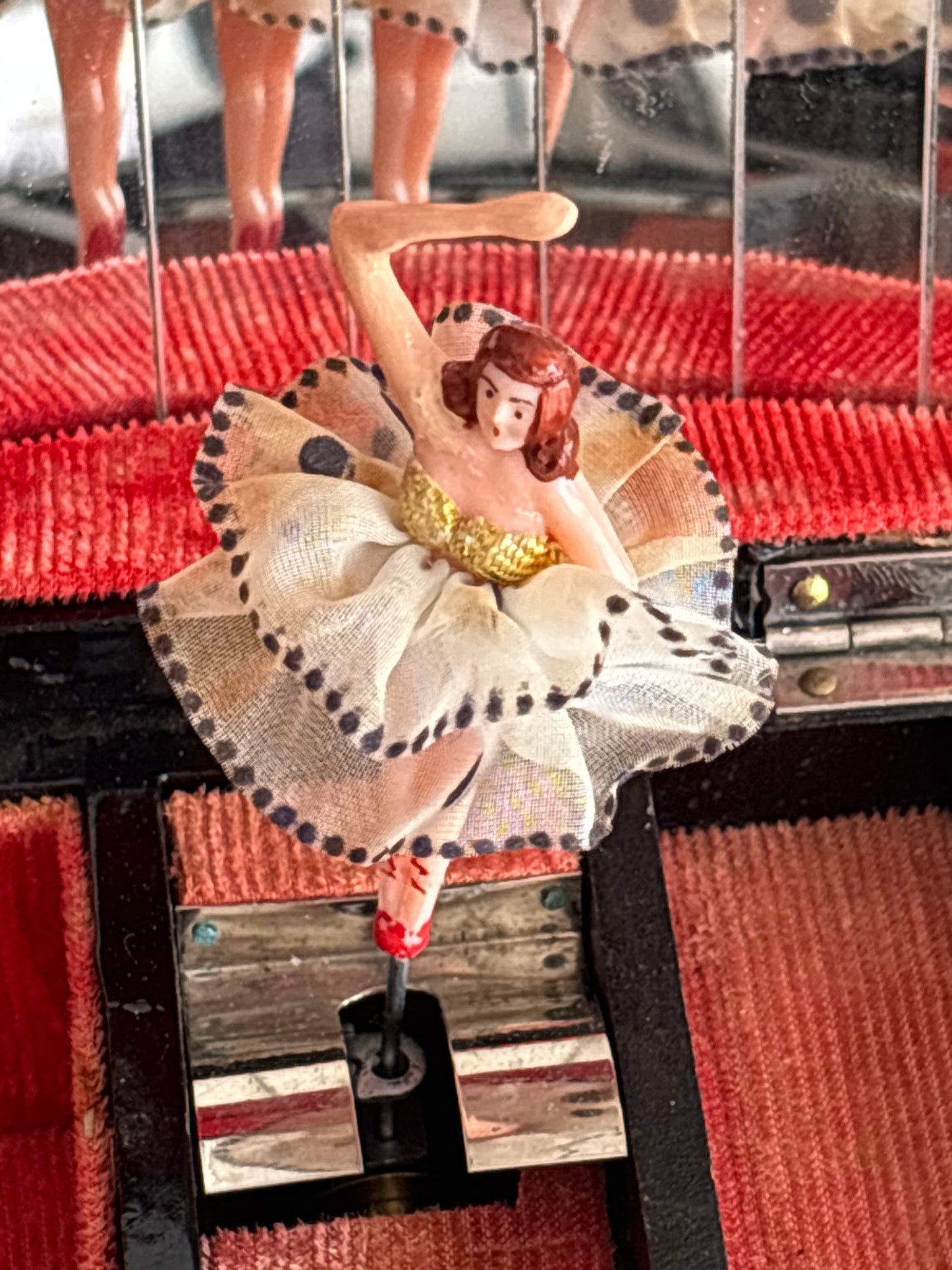 Vintage Japanese Lacquered Jewelry Box with Music Box and Ballerina