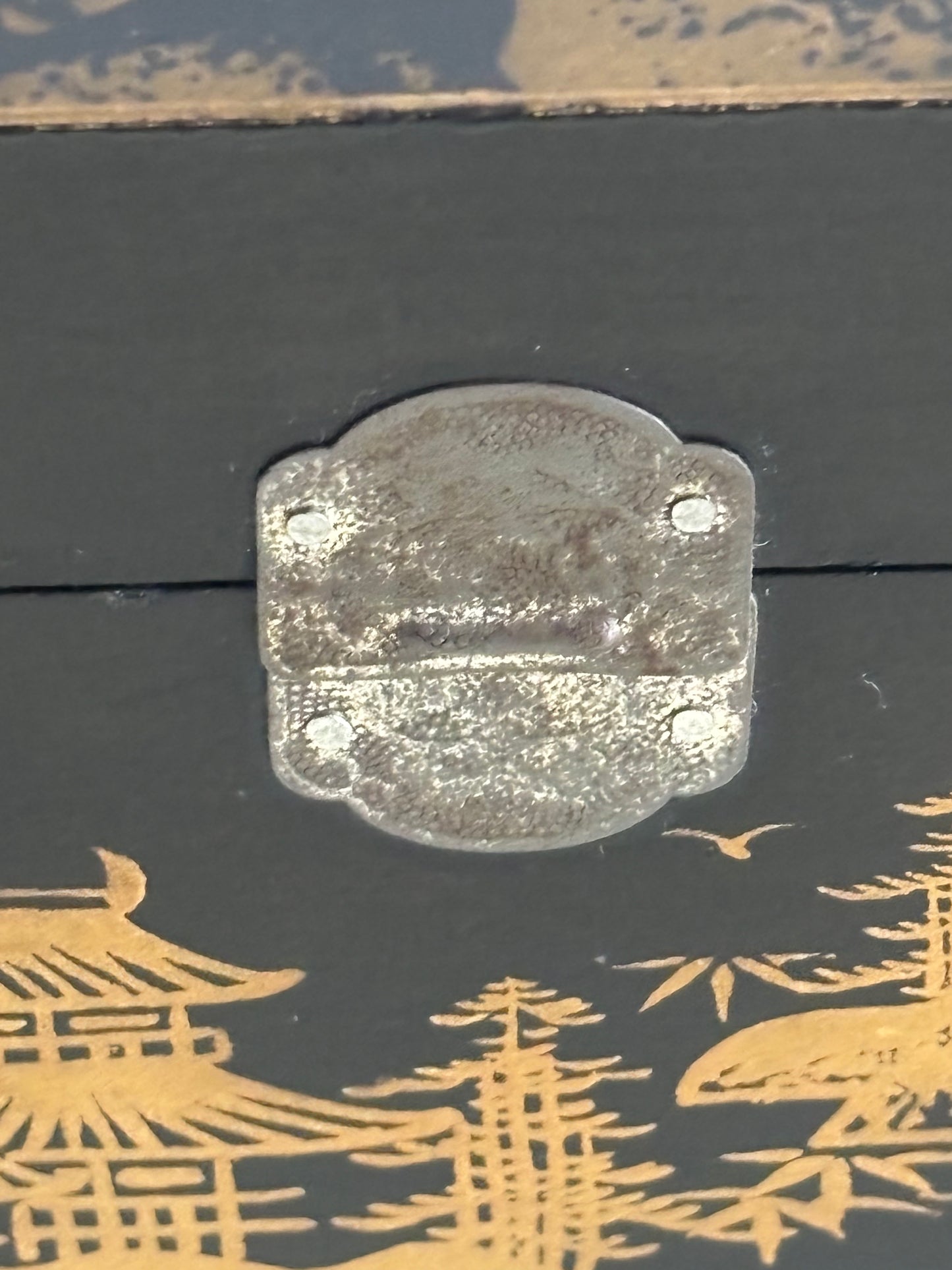 Vintage Japanese Lacquered Jewelry Box with Music Box and Ballerina