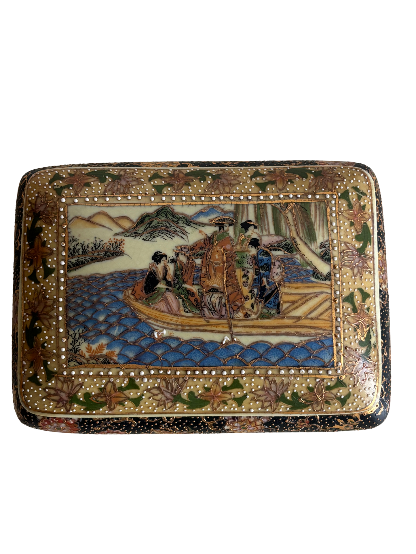 Scatoletta in ceramica stile Satsuma decorata