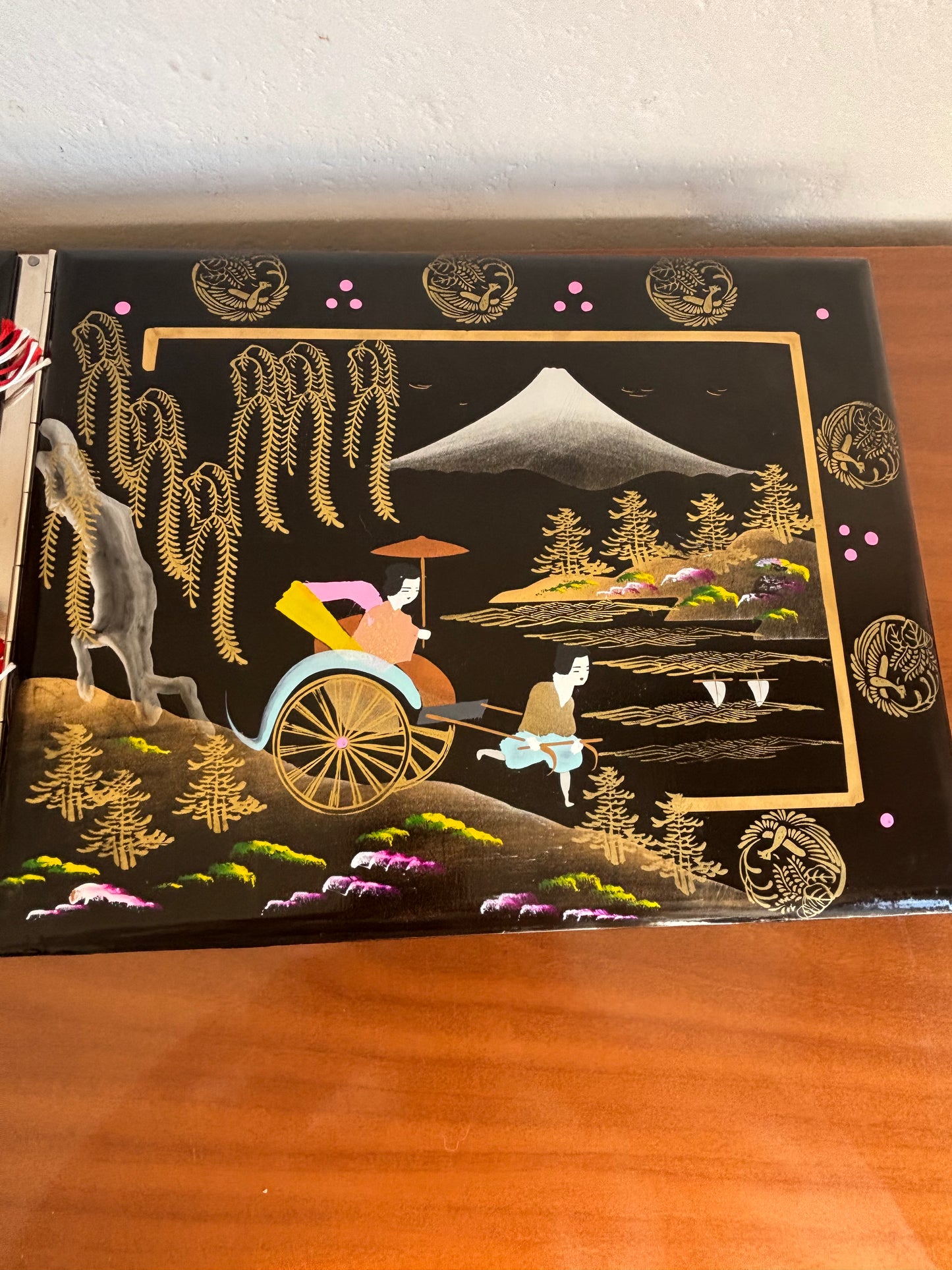 Japanese Lacquer Photo Album with Musical Music Box